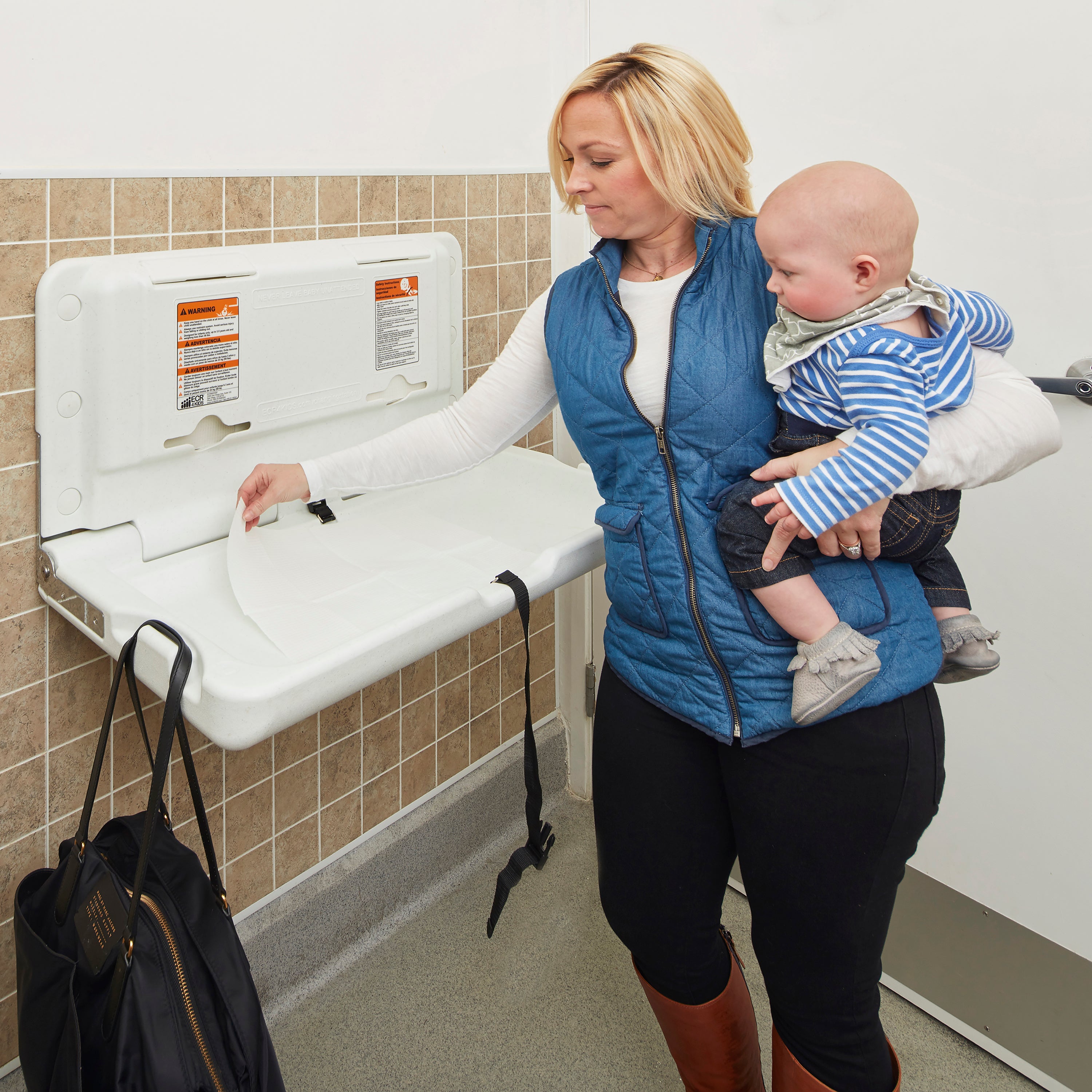 Horizontal Wall-Mounted Diaper Changing Station