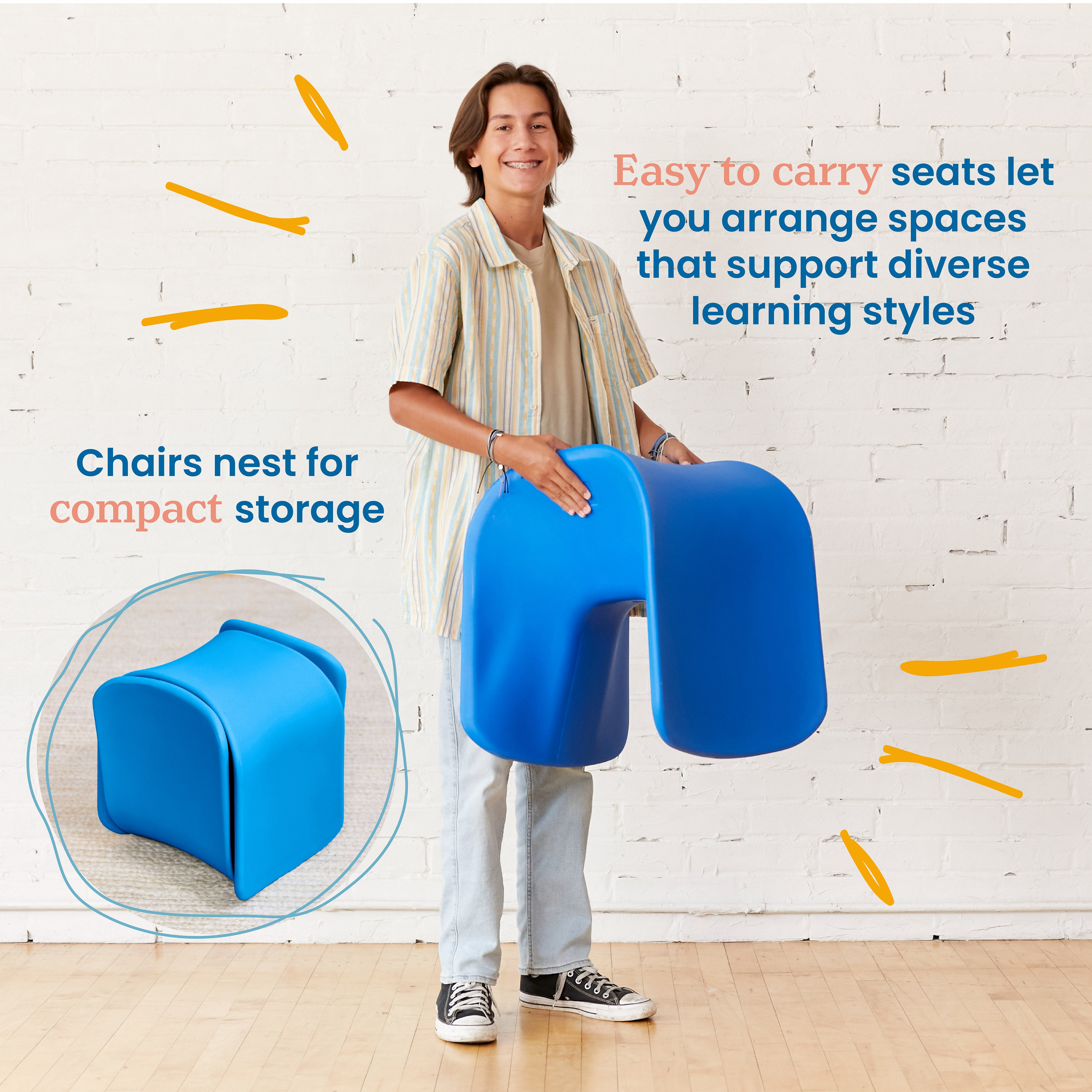 Wave Seat, 18in - 19.6in Seat Height, 2-Pack