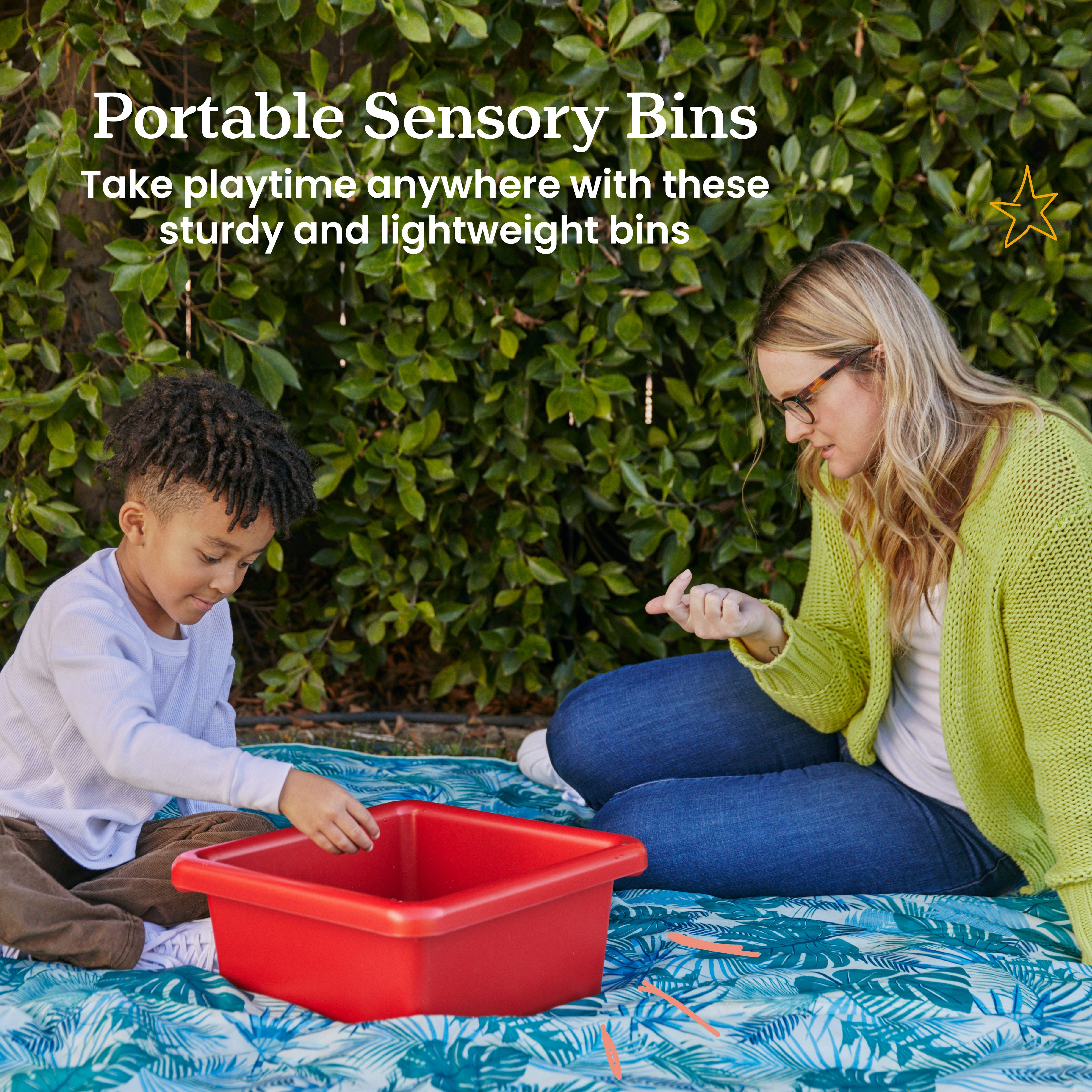 Square Bin with Lid, Storage Containers, 2-Pack