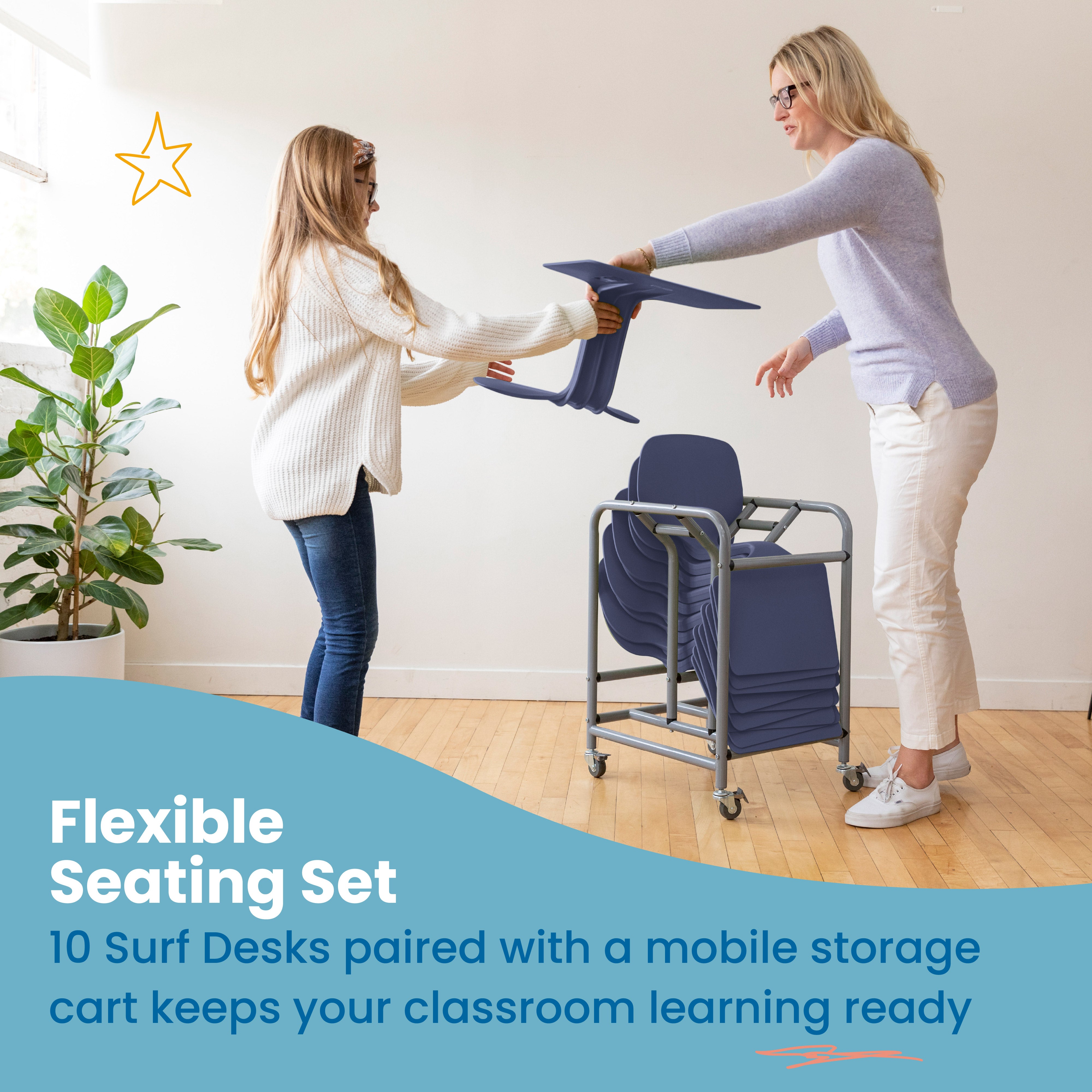 The Surf Portable Lap Desk with Mobile Storage Cart, 10-Pack