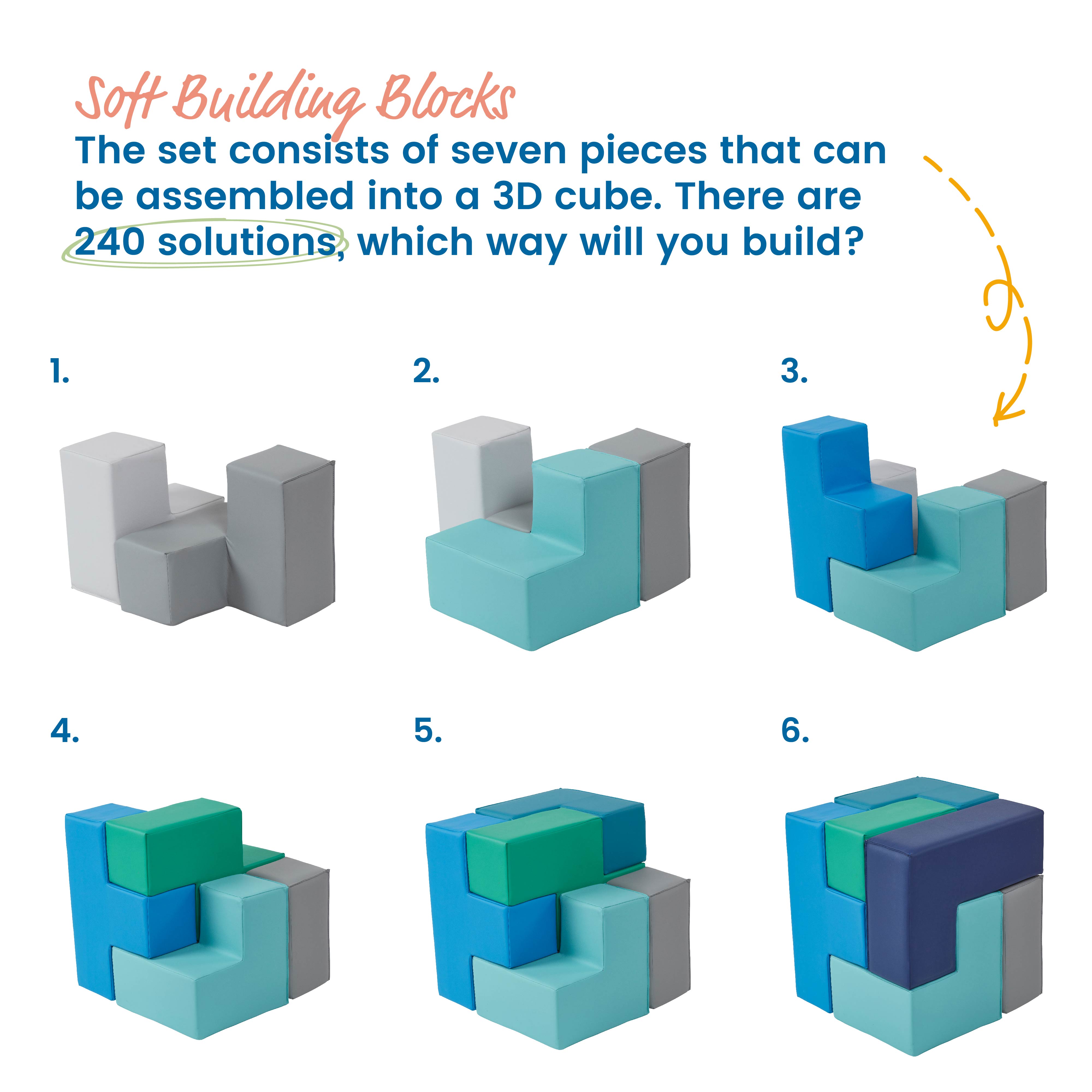 SoftZone Brainy Building Blocks, 7-Piece