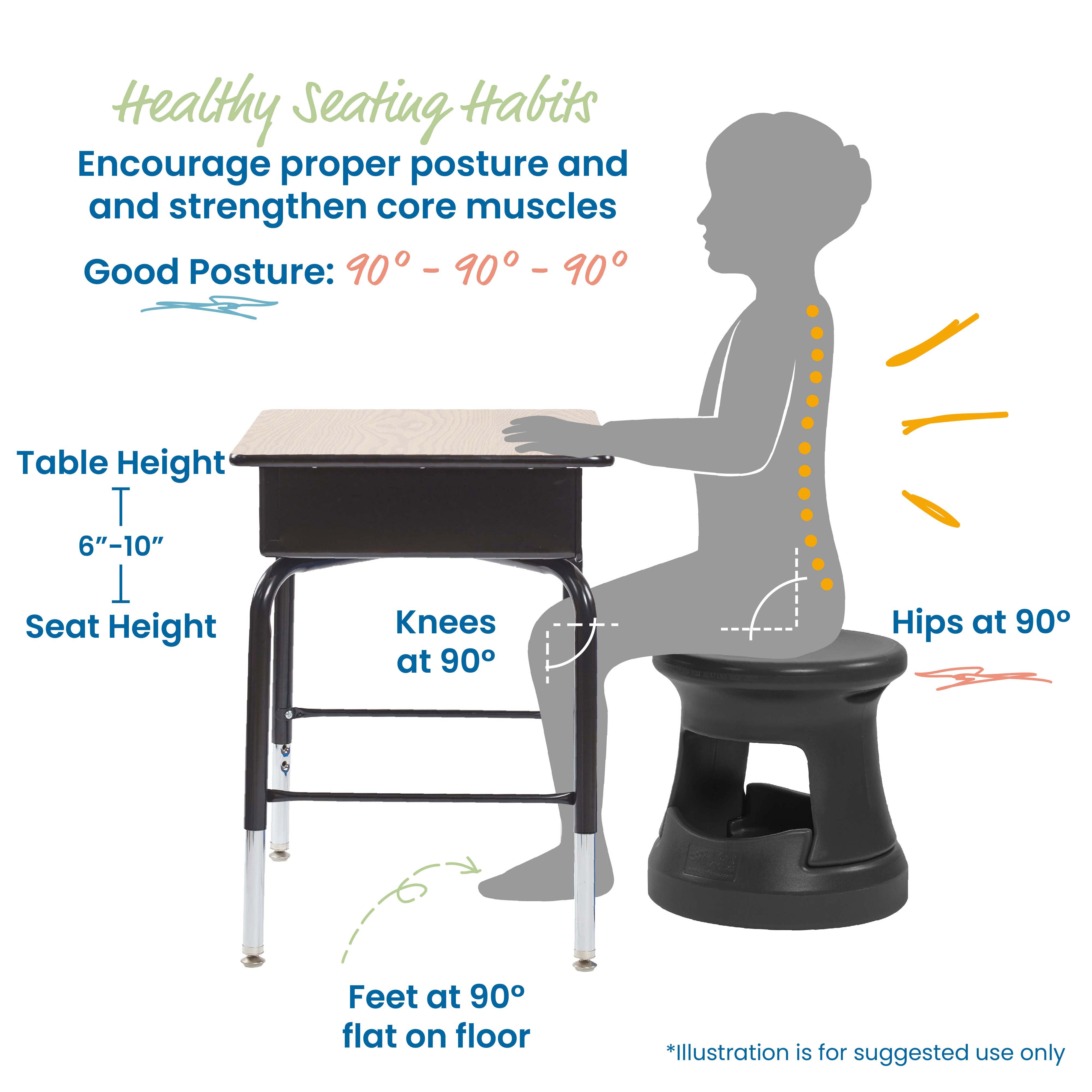 Storage Wobble Stool, 15in Seat Height