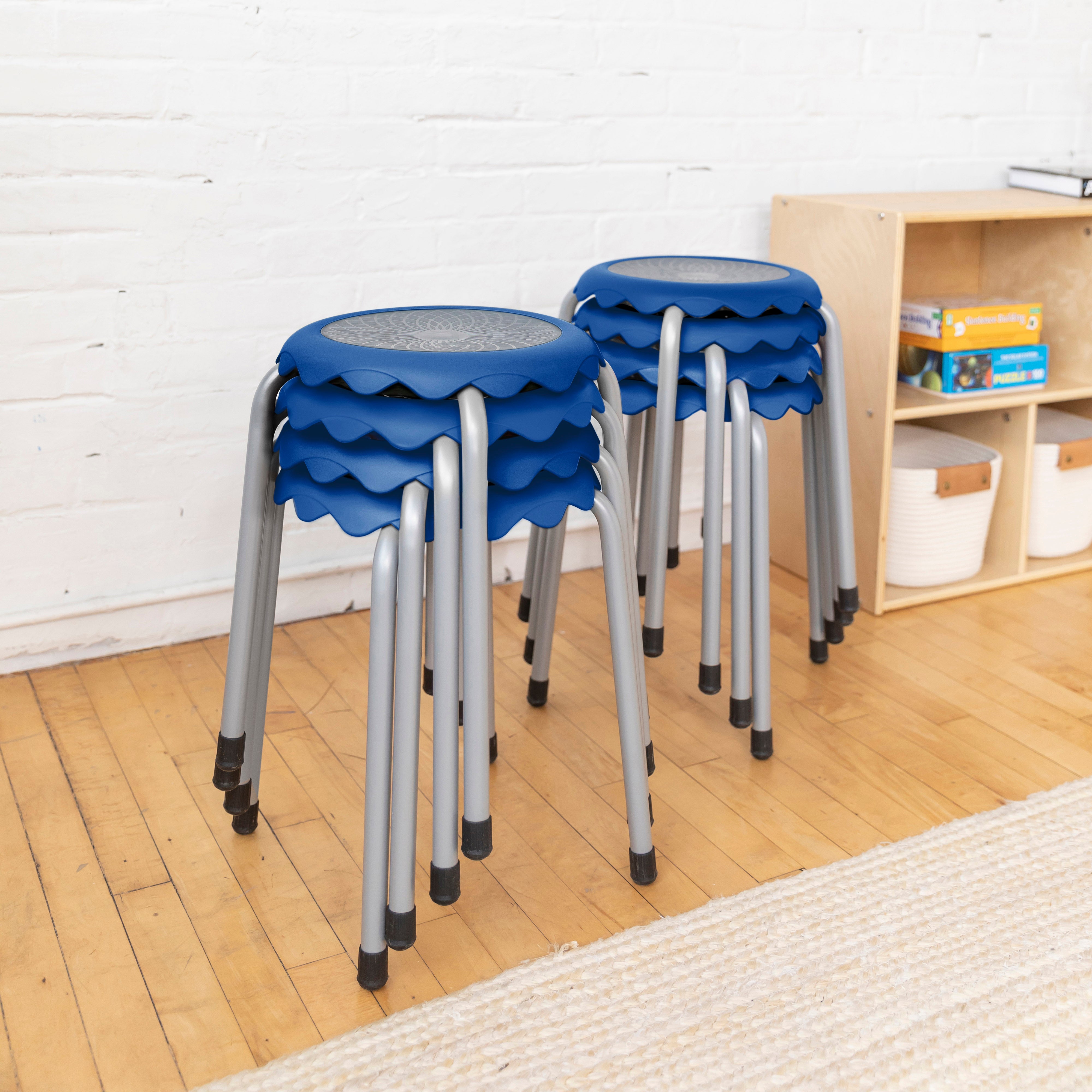 Daisy Stackable Stool with Glides Seating Set, 8-Piece