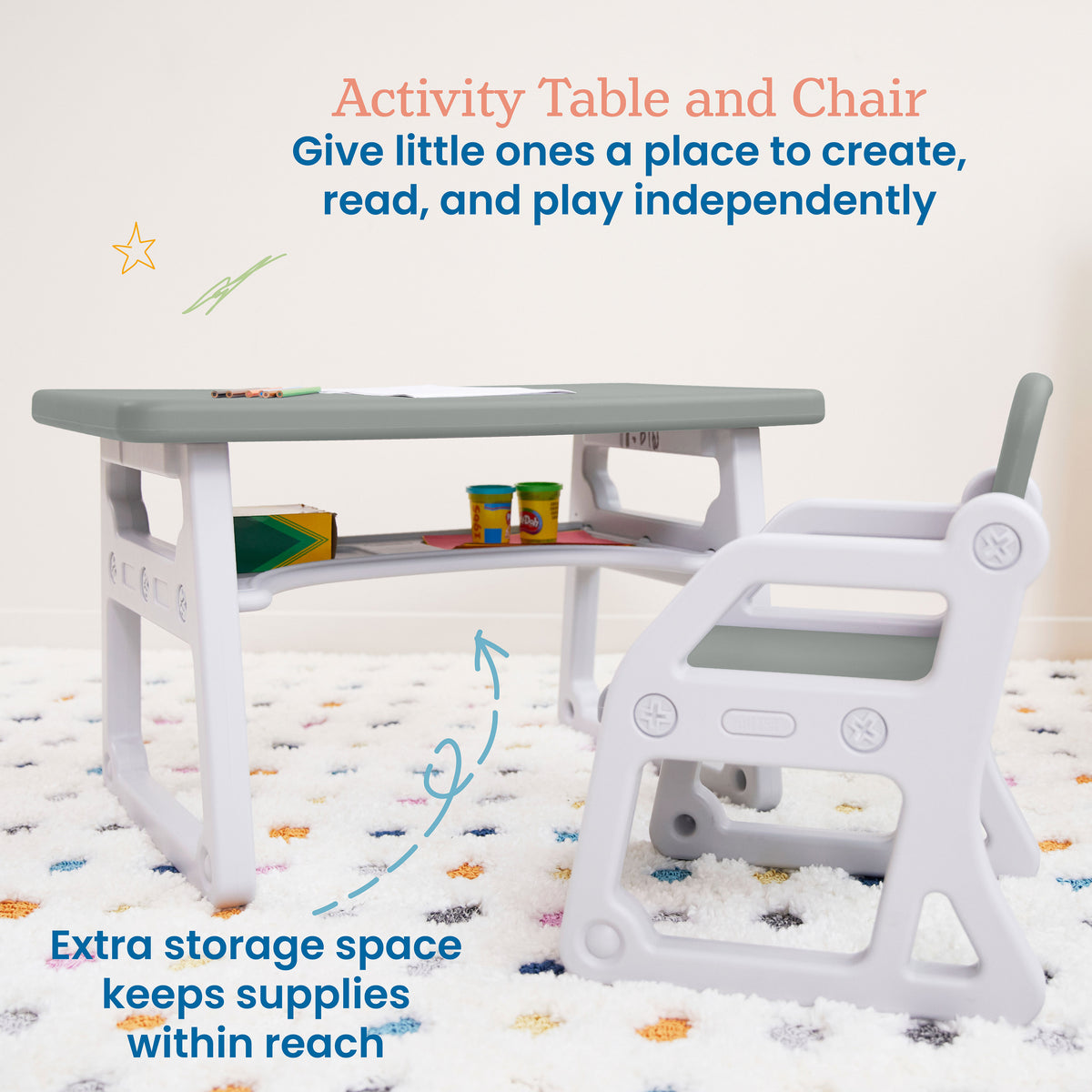 Toddler Plus Desk and Chair Set, 2-Piece