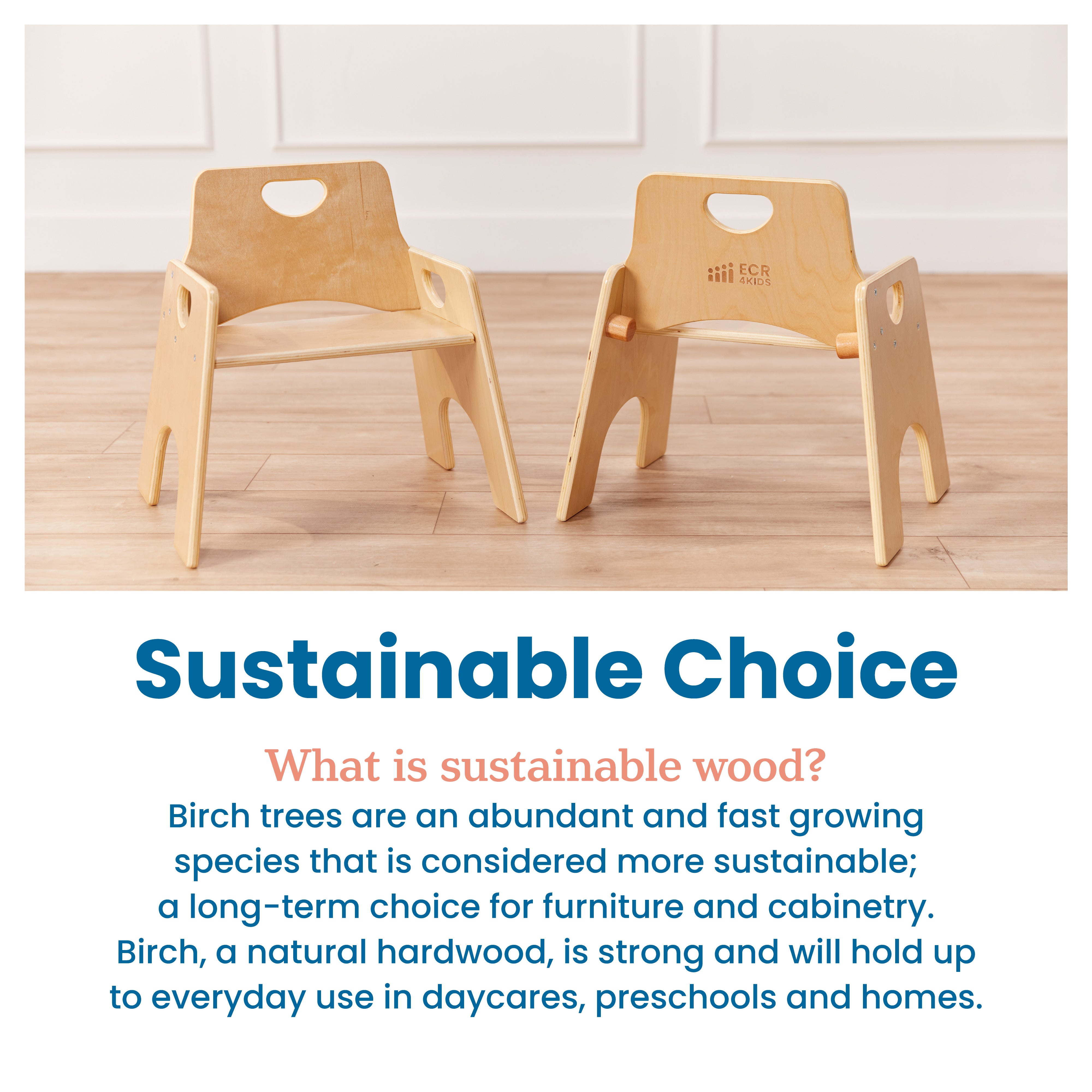 Stackable Wooden Toddler Chair, 10in, 2-Pack