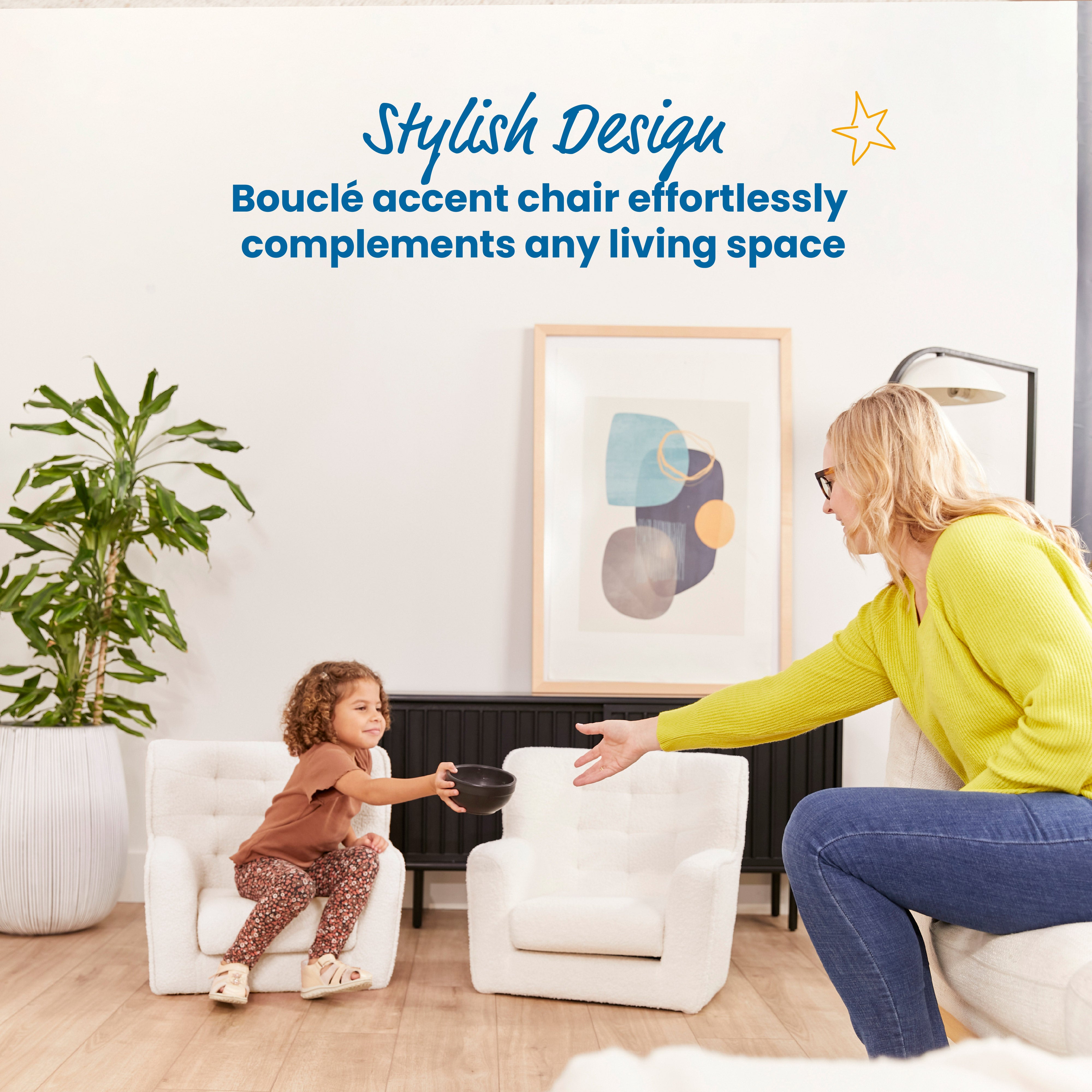 Mila Sherpa Toddler Arm Chair with Removable Wooden Legs