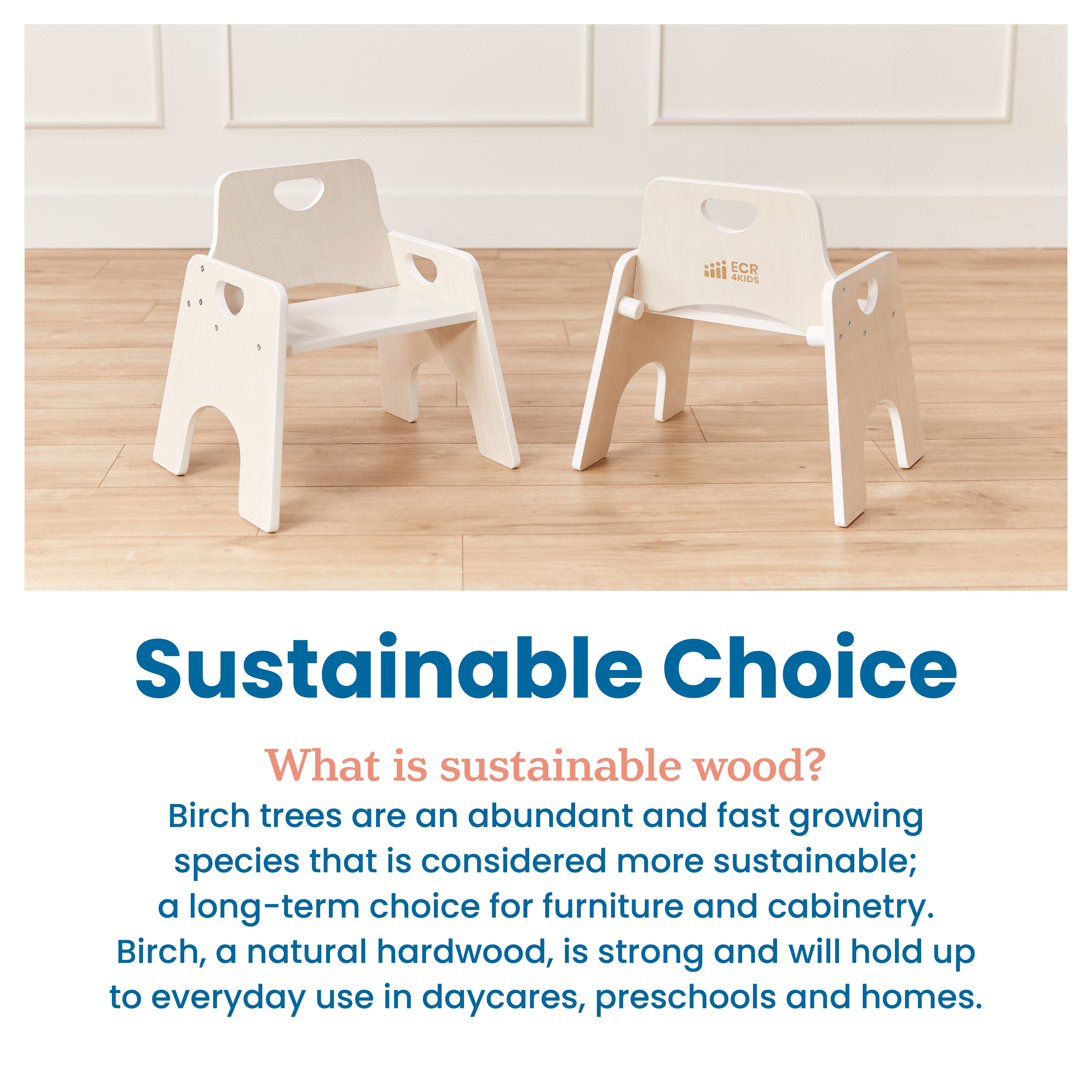 Stackable Wooden Toddler Chair, 10in, 2-Pack