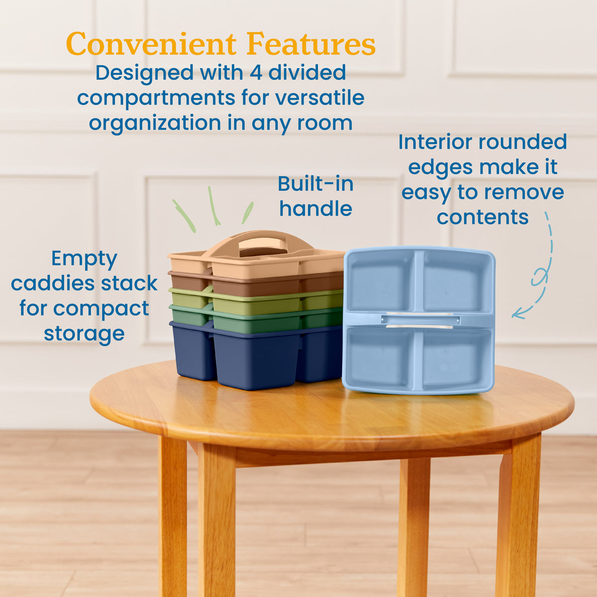 4-Compartment Medium Plastic Caddy, 6-Pack