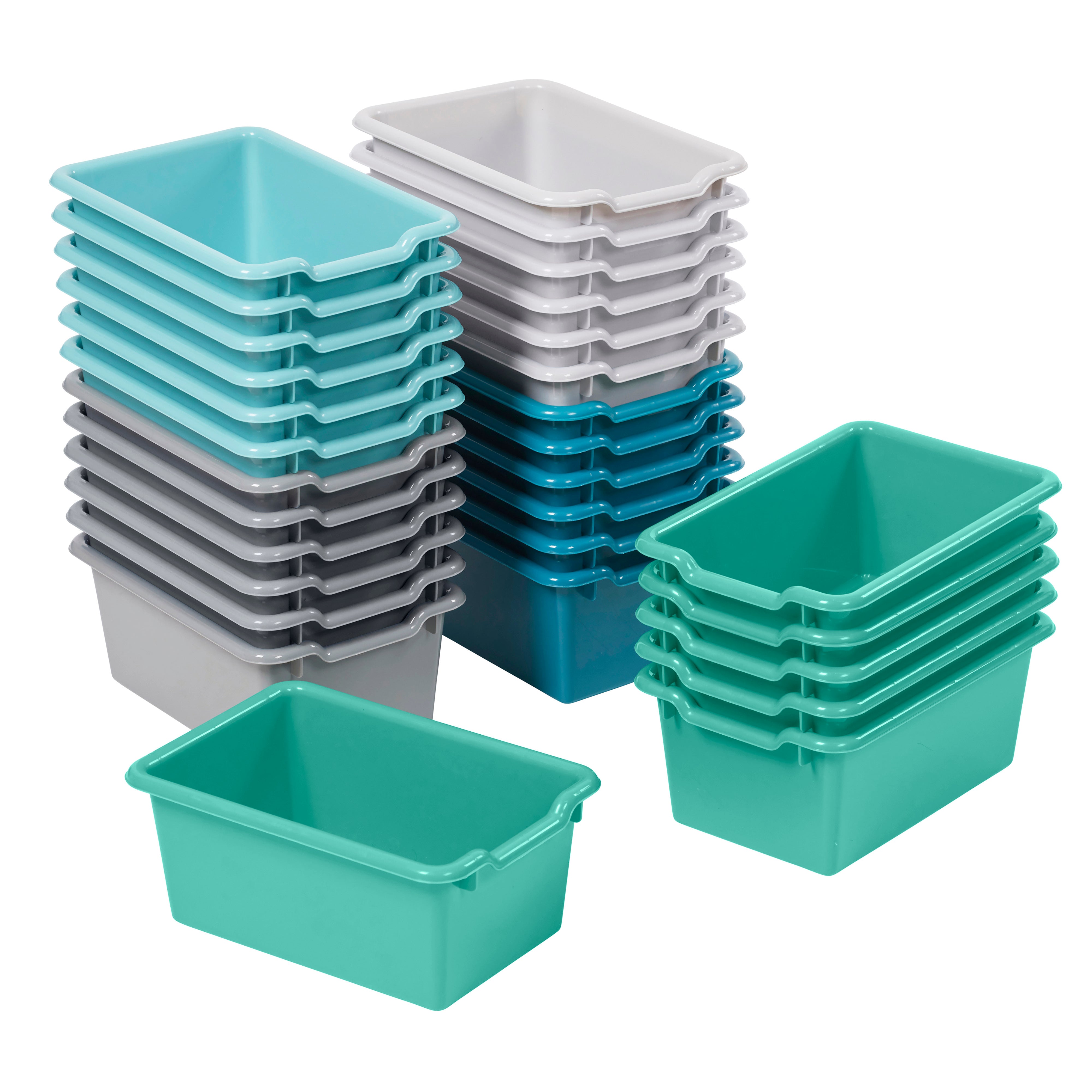 Scoop Front Plastic Storage Bins, 30-Piece