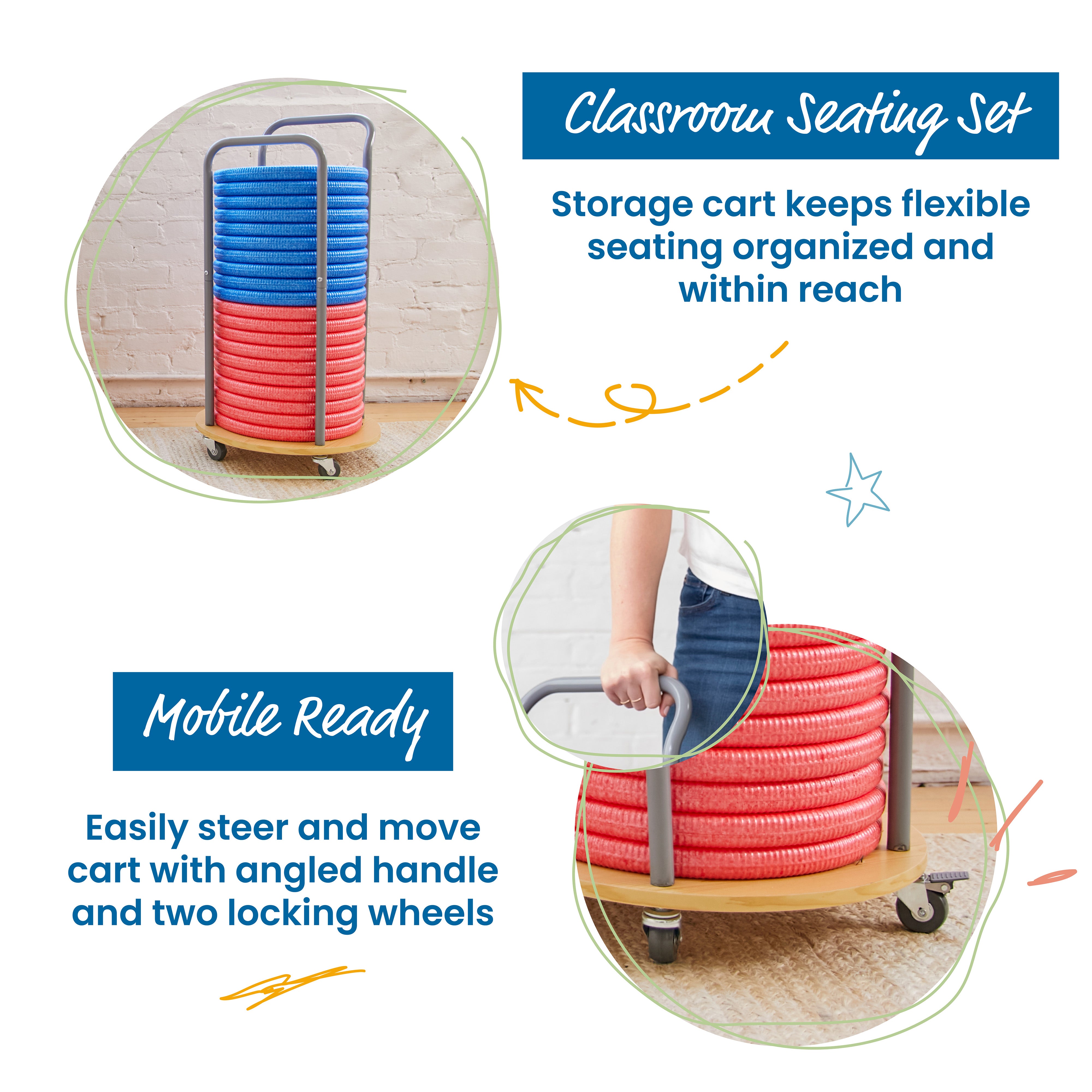 CircleSpots and Mobile Cushion Cart, 20-Piece