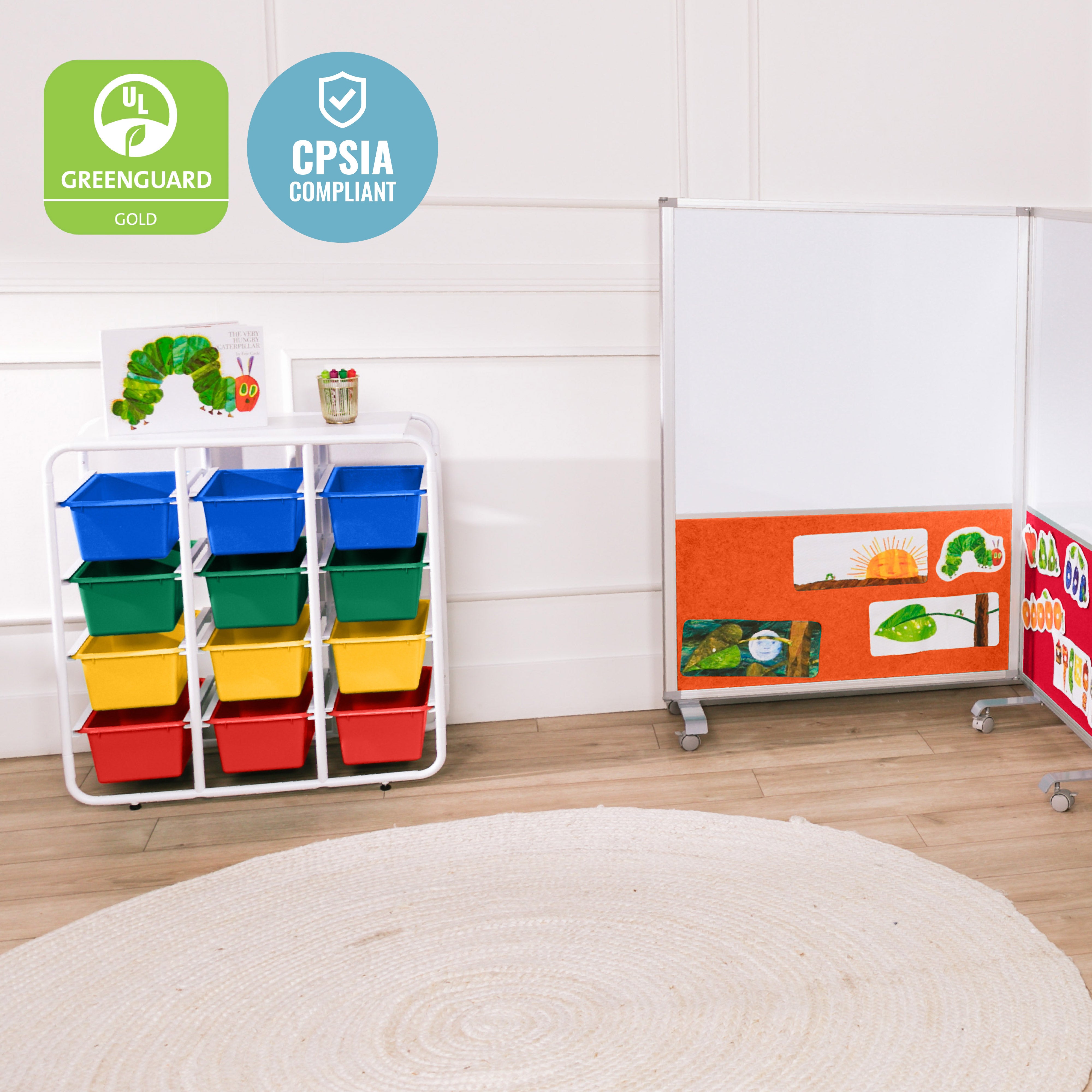 4-Tier Storage Rack with 12 Cubby Bins 4x3
