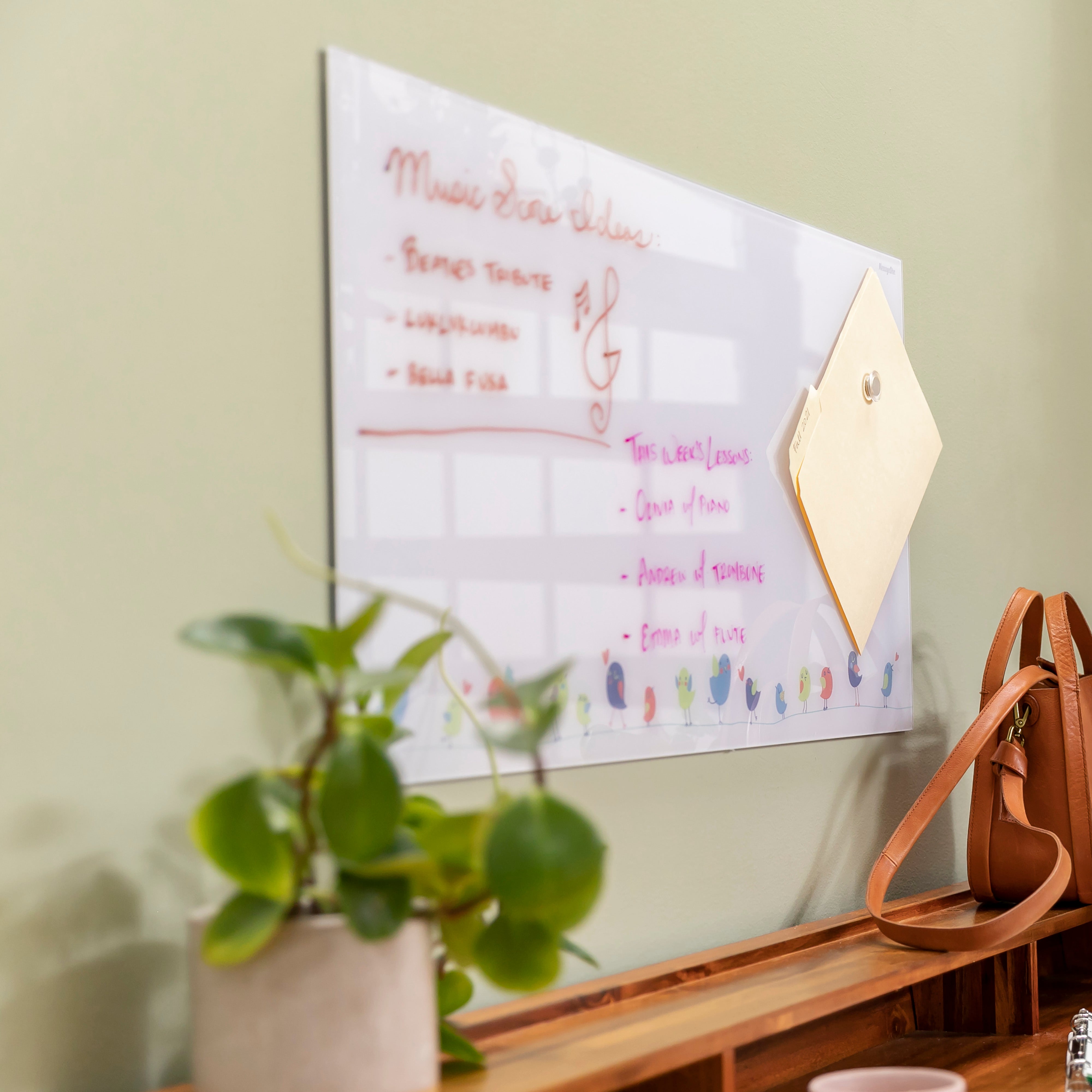 MessageStor Magnetic Dry-Erase Glass Board with Magnets, 18in x 36in