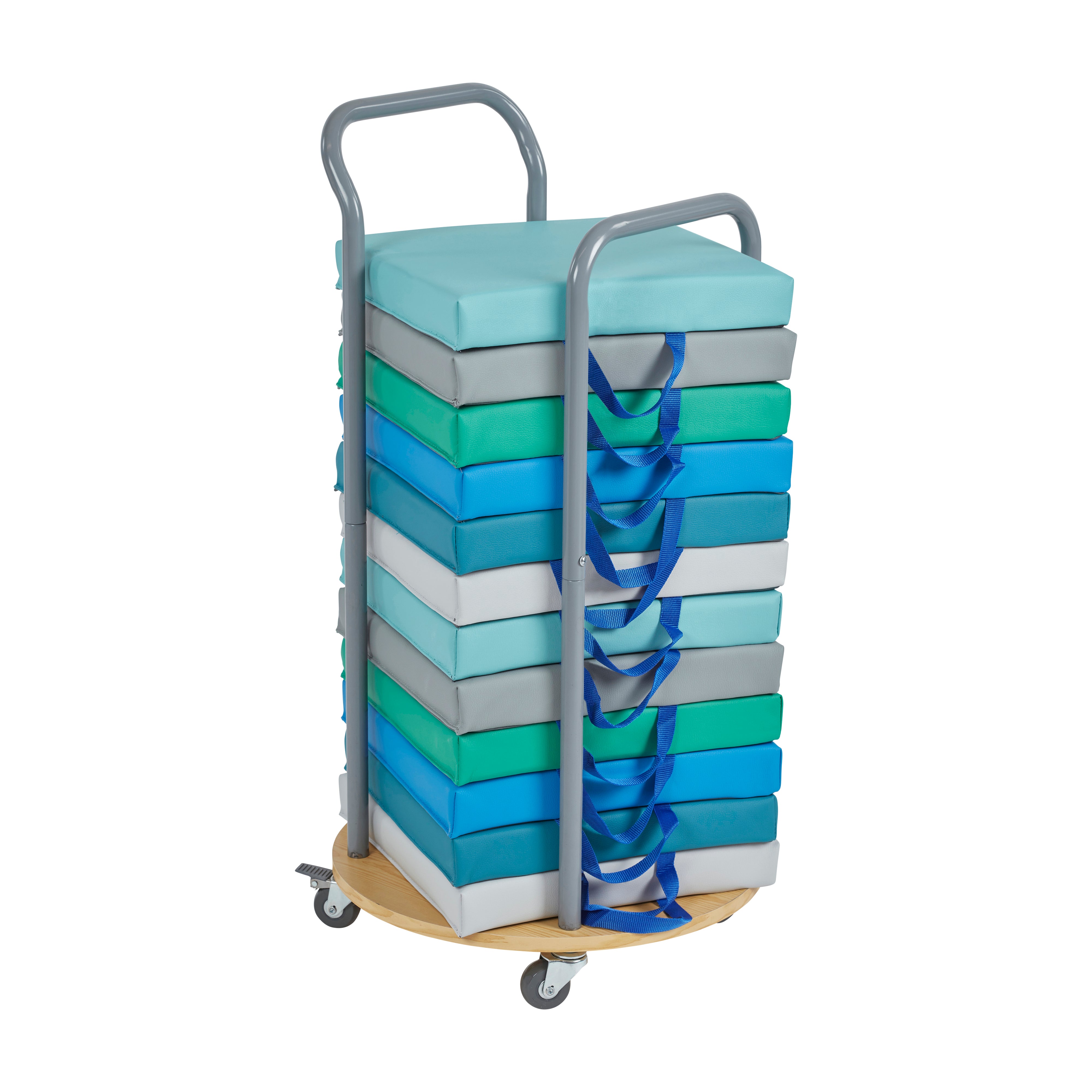 Square Floor Cushions and Mobile Cushion Cart, 12-Piece