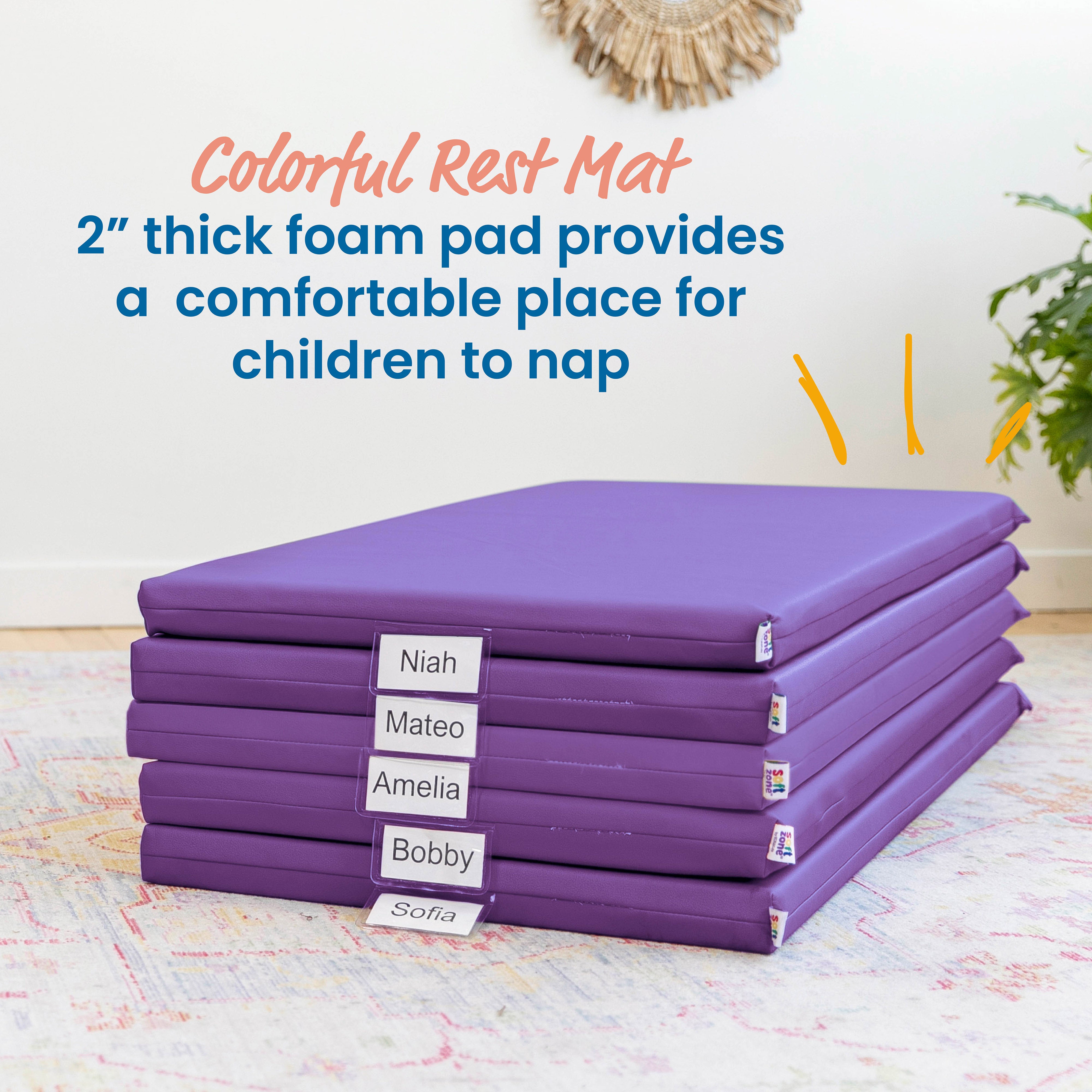 Rainbow Rest Mat with Name Tag, 5-Piece