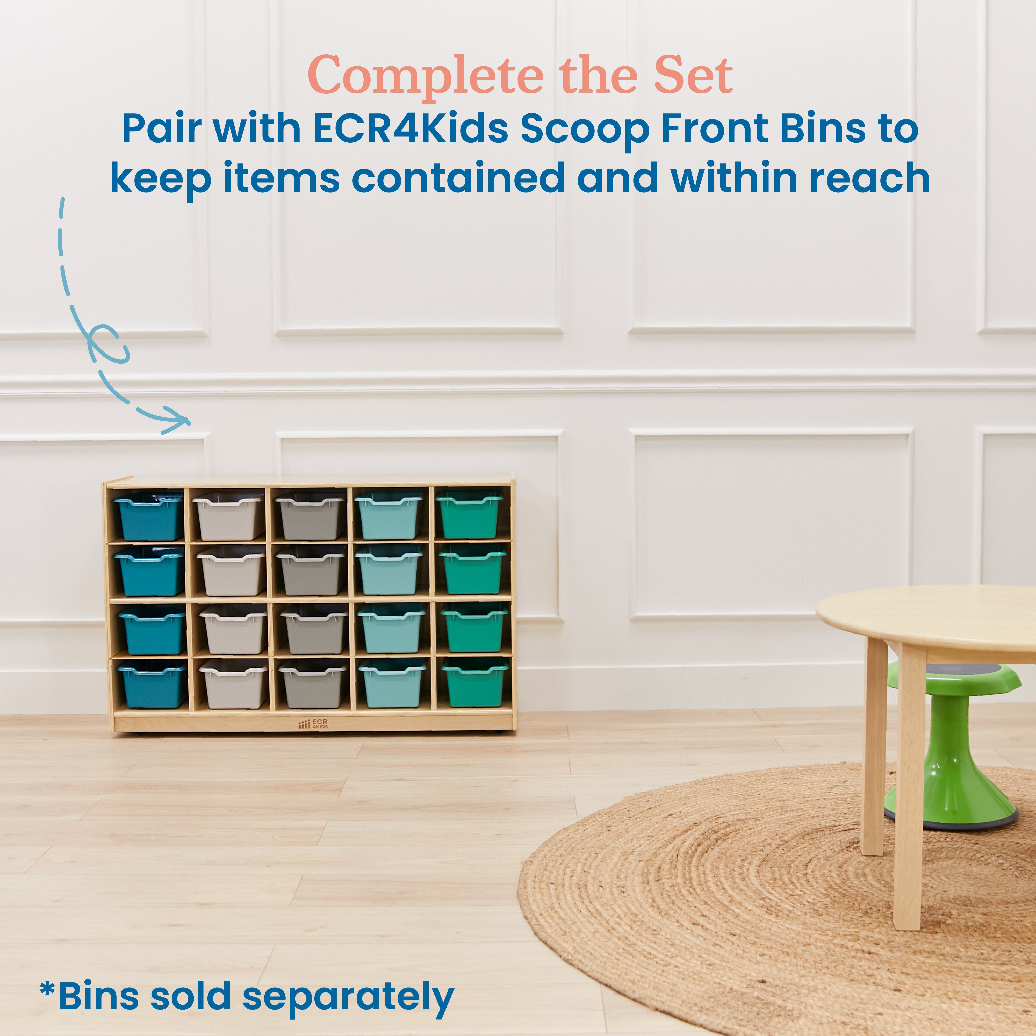 20 Cubby Mobile Tray Storage Cabinet, 4x5