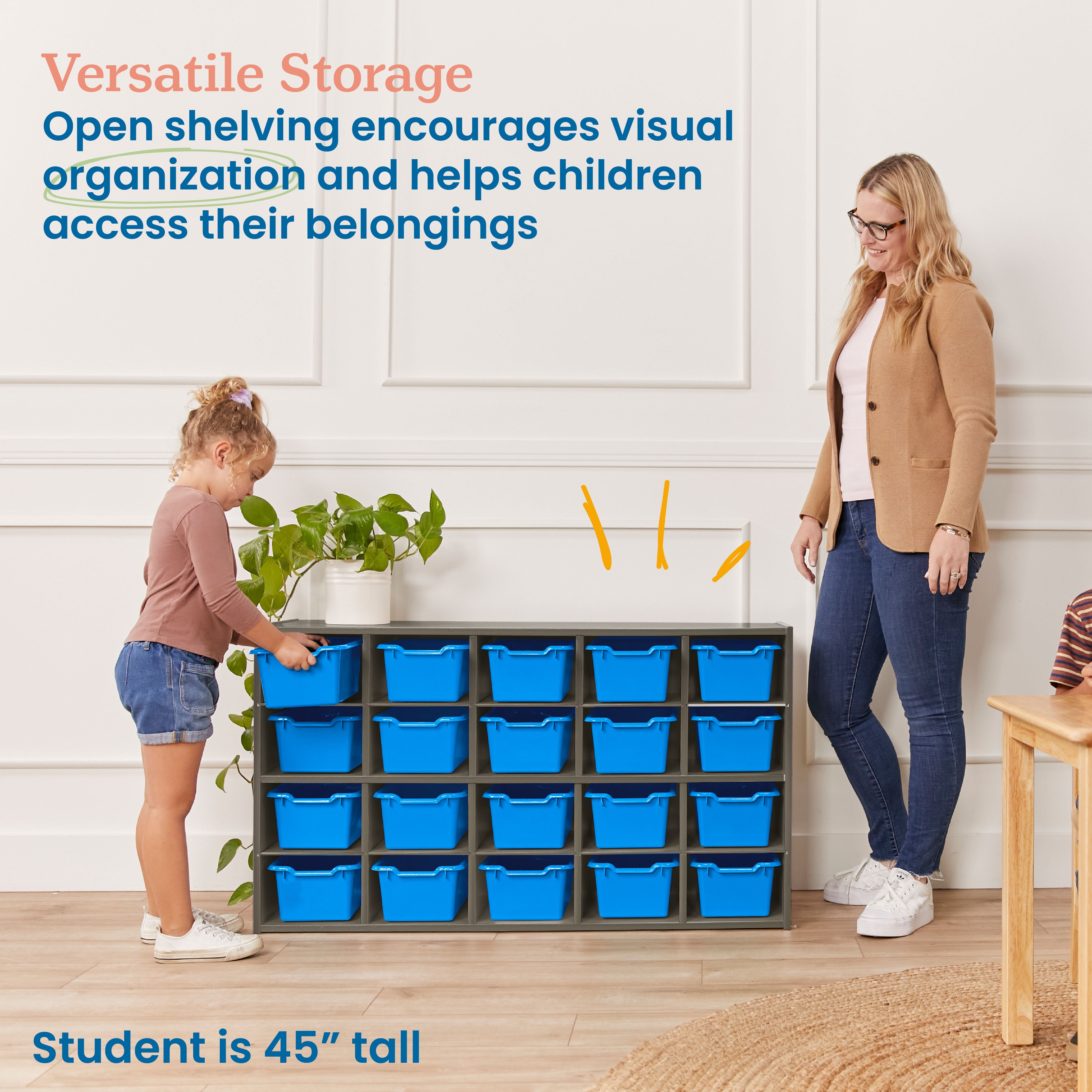Streamline 20 Cubby Tray Cabinet with 20 Scoop Front Bins, 4x5
