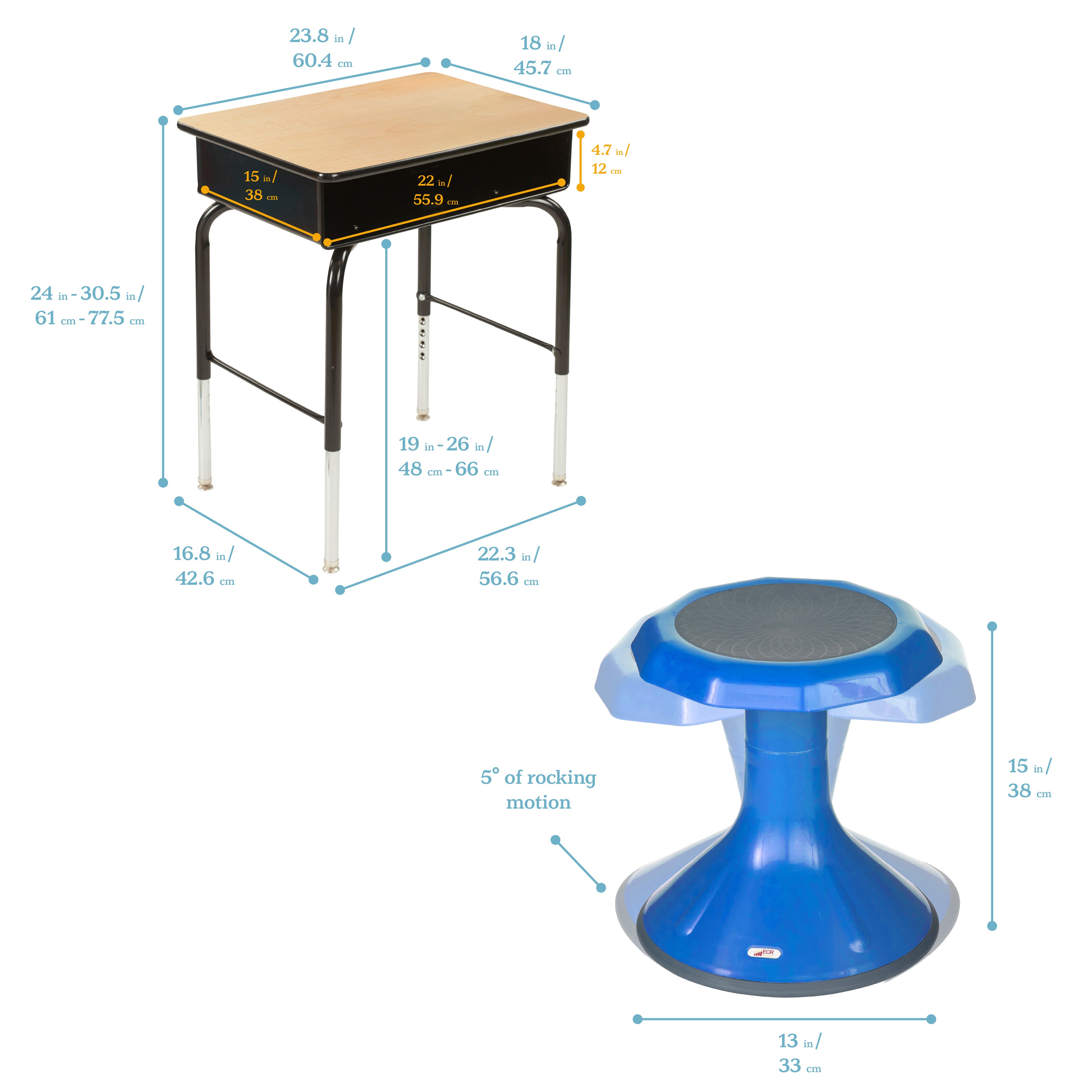 Classroom Package with Open Front Desks and ACE Stools