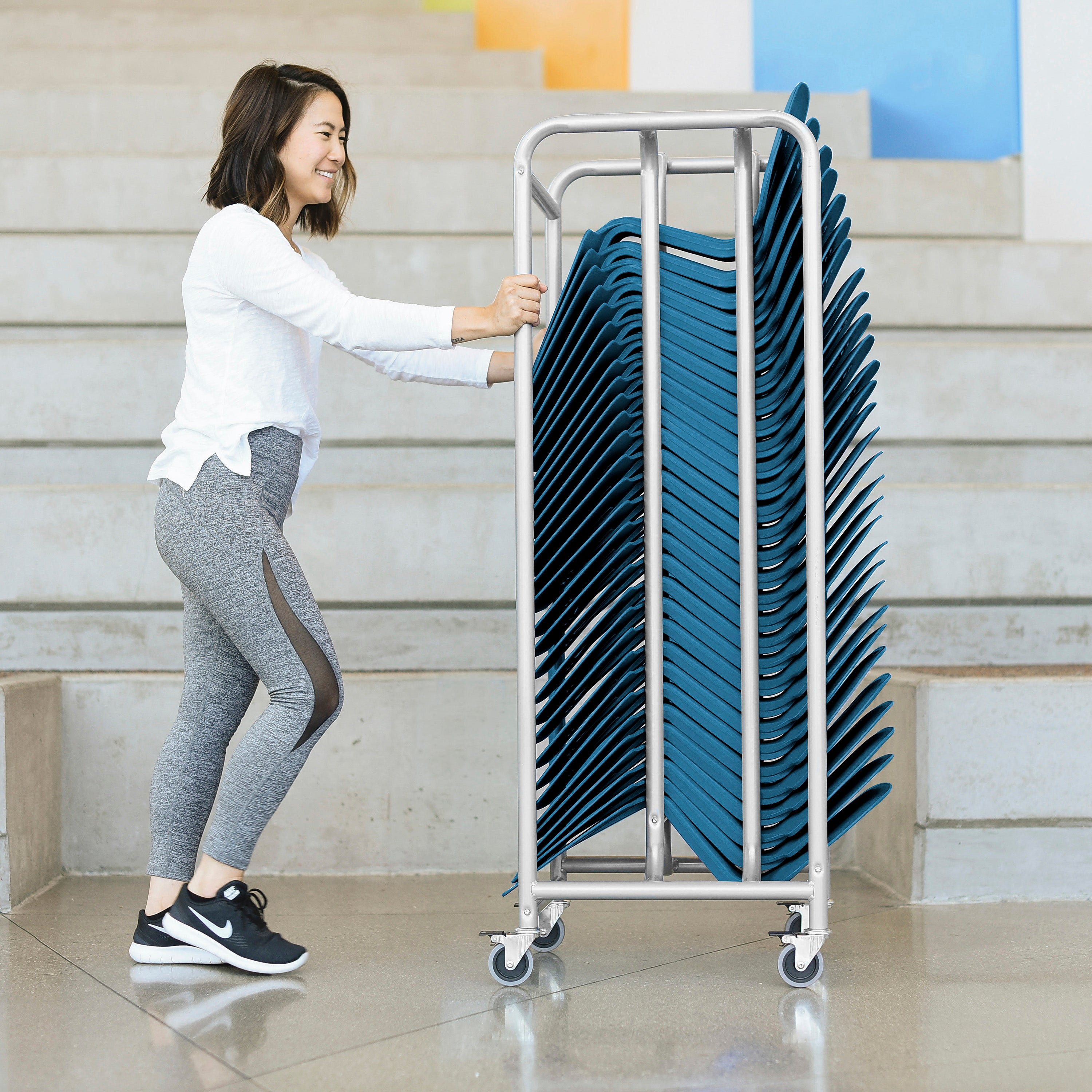 The Surf Indoor/Outdoor Portable Desk with Storage Cart, 30-Pack