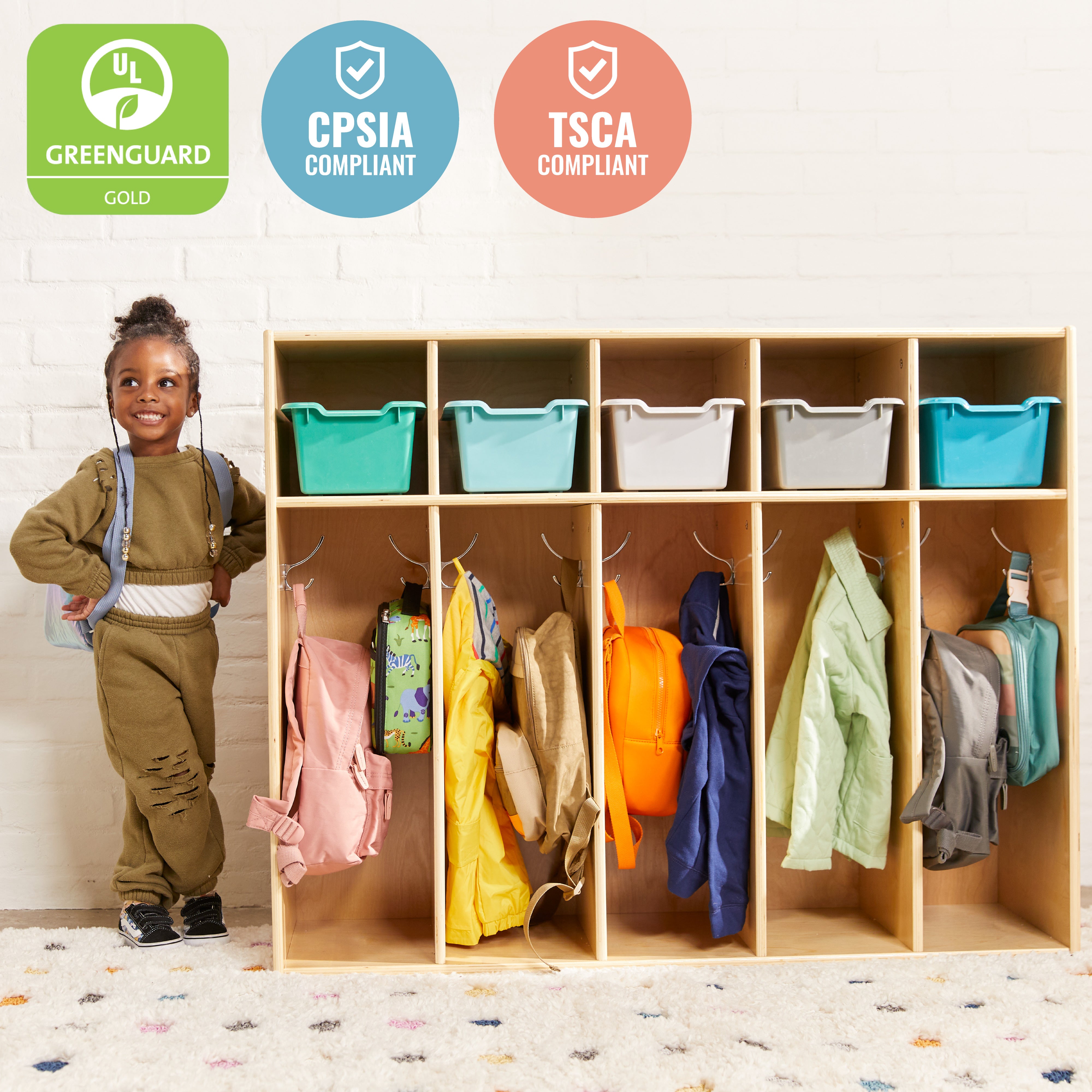Streamline 5-Section Toddler Coat Locker