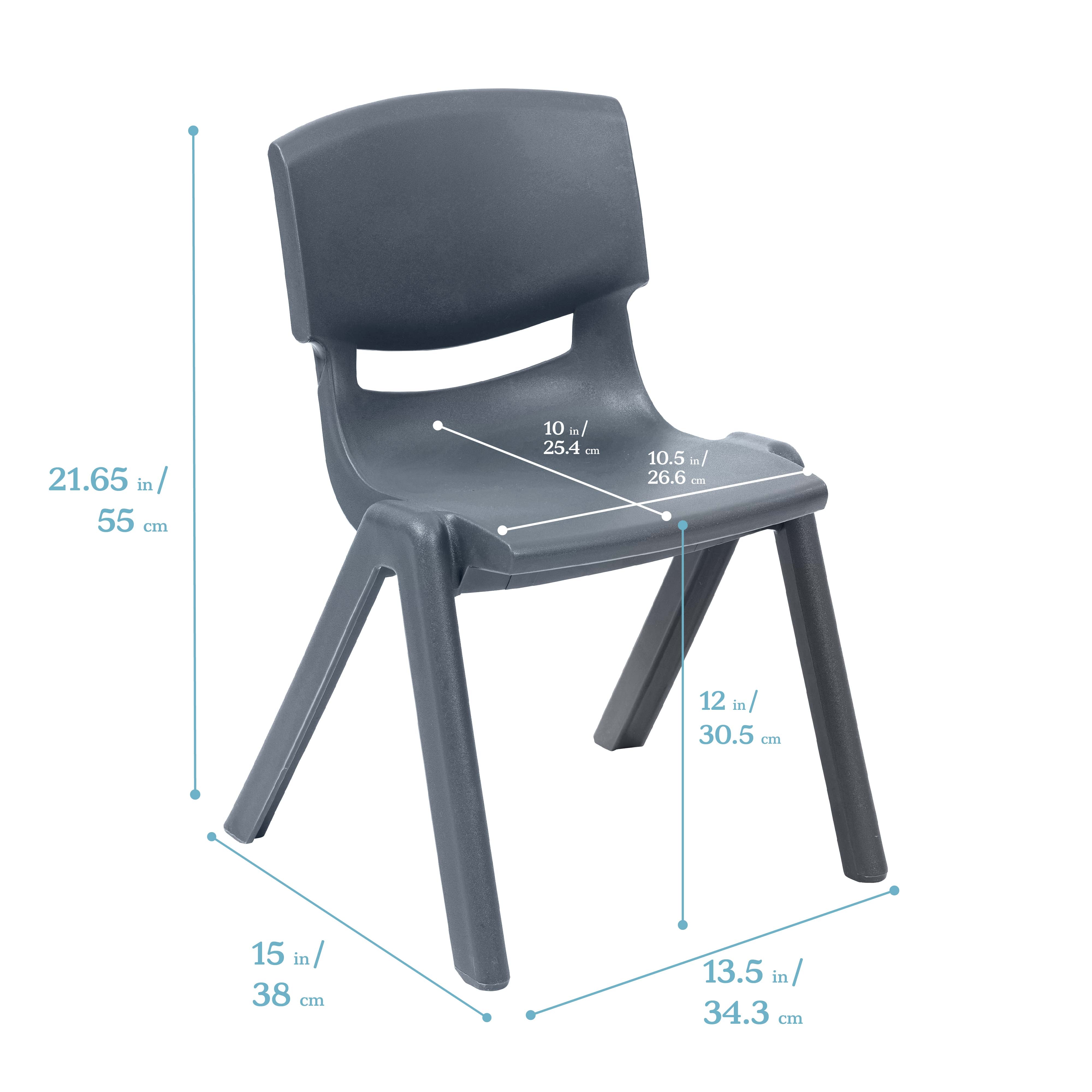 12in Plastic School Stack Chair, 4-Pack
