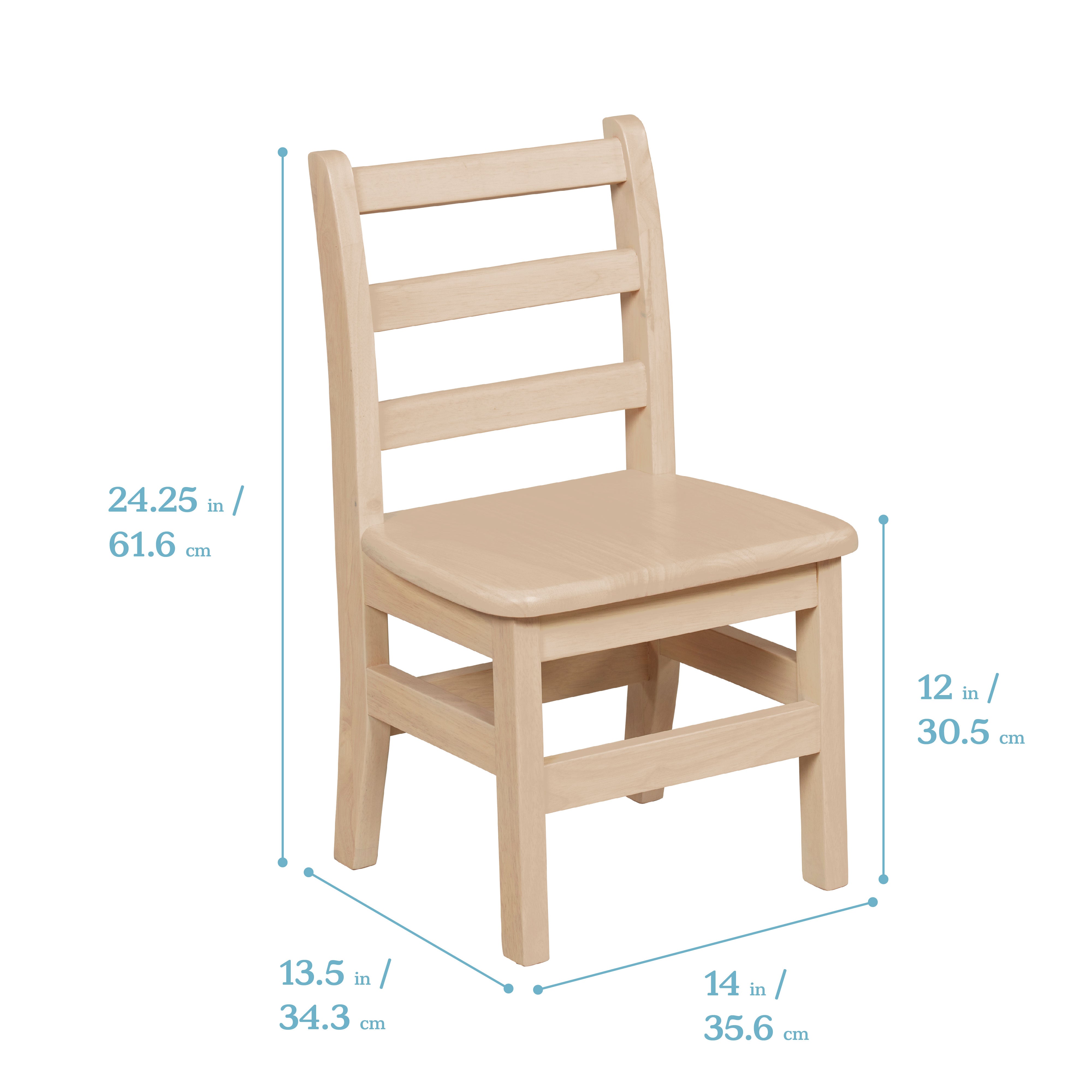 30in D Round Hardwood Table and Chair Set, 12in Seat Height, Kids Furniture