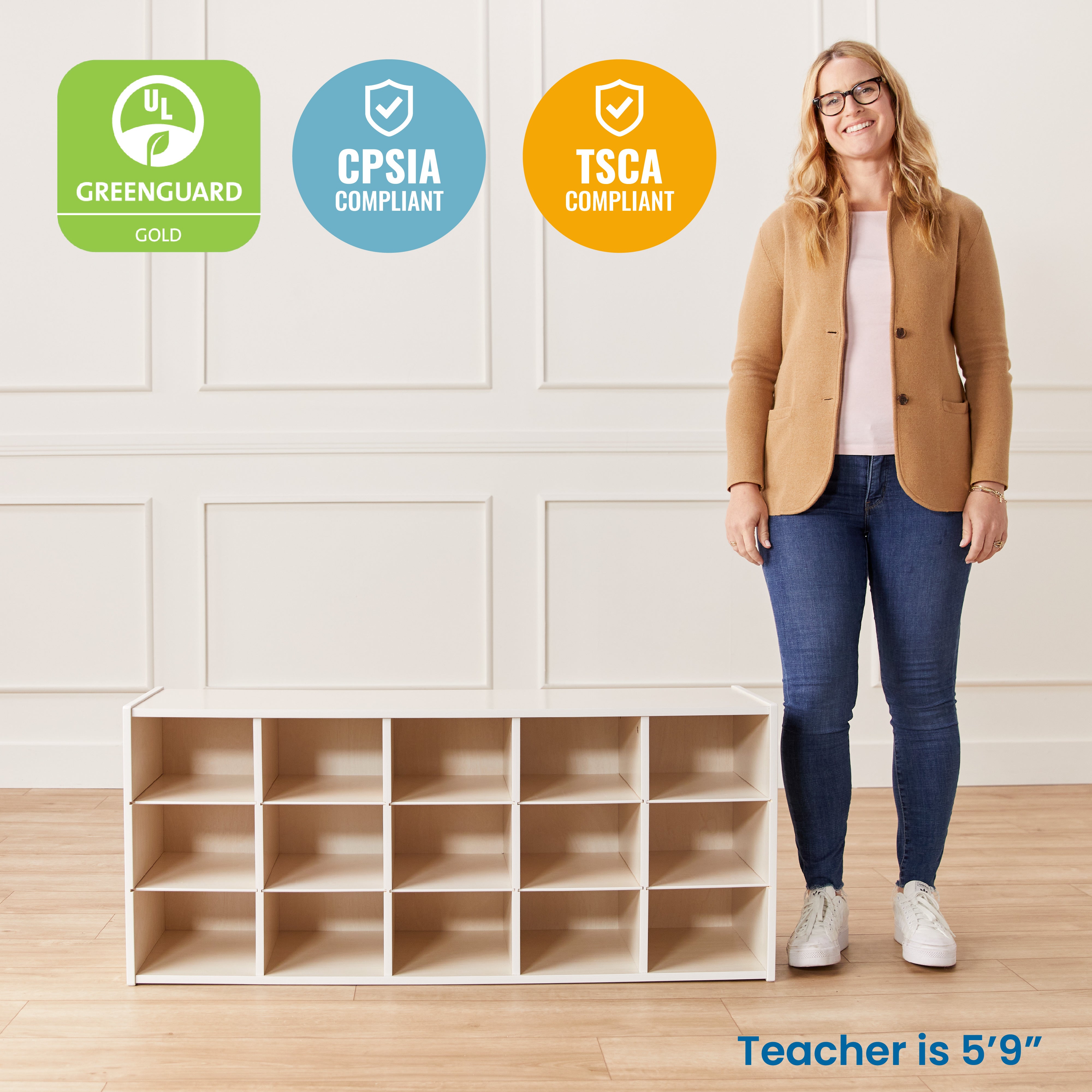 Streamline 15 Cubby Tray Storage Cabinet, 3x5