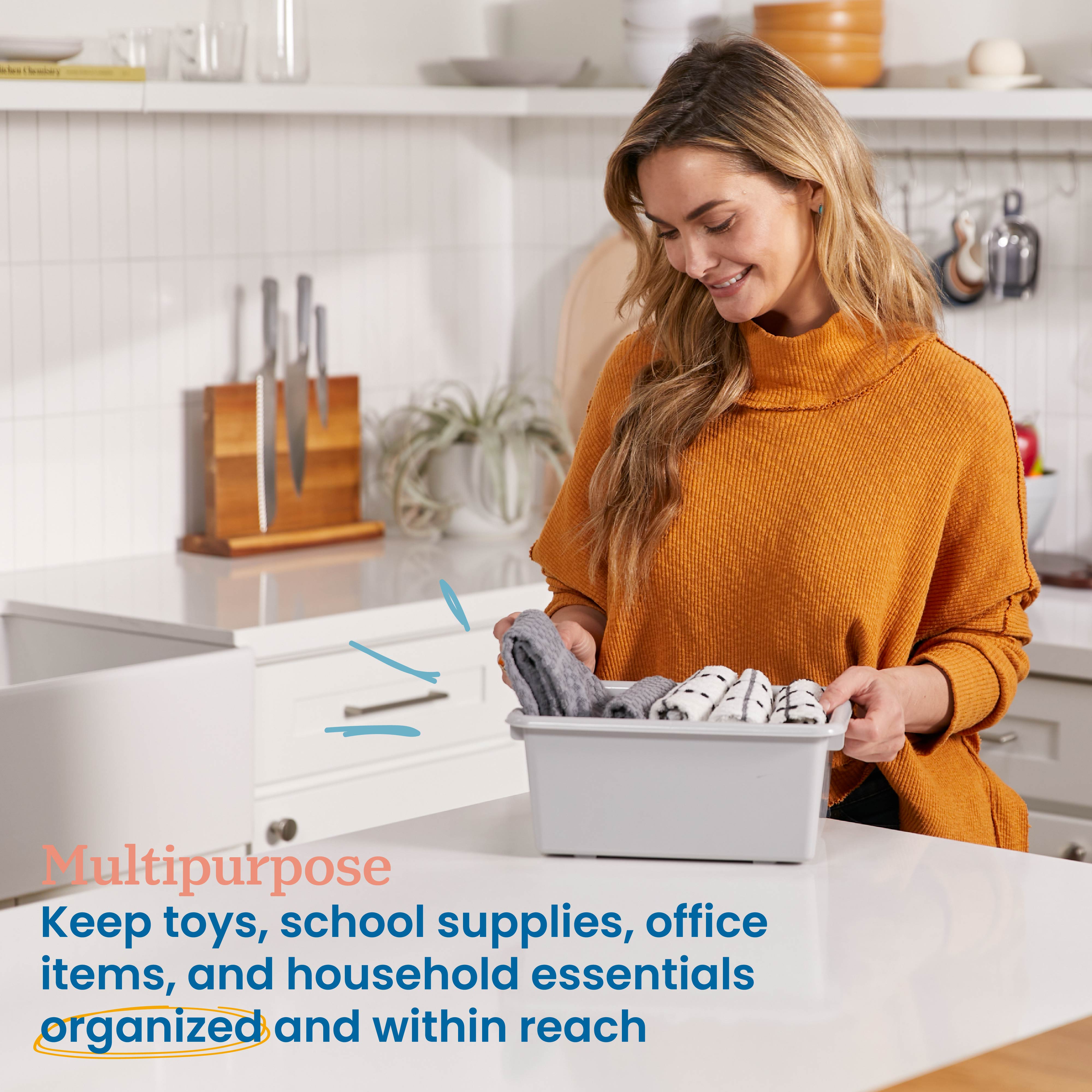 Scoop Front Storage Bins, Multipurpose Organization, 15-Pack