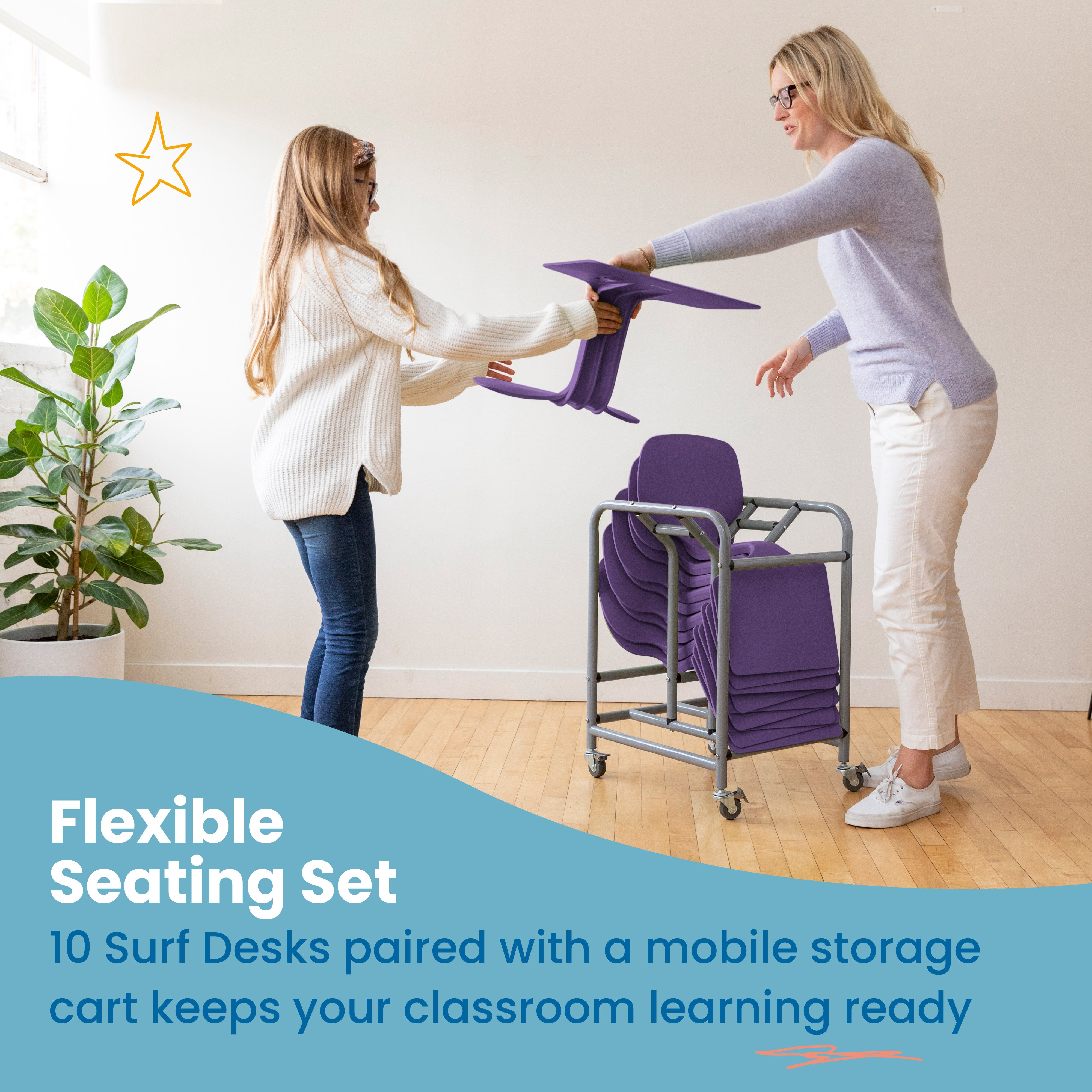 The Surf Portable Lap Desk with Mobile Storage Cart, 10-Pack