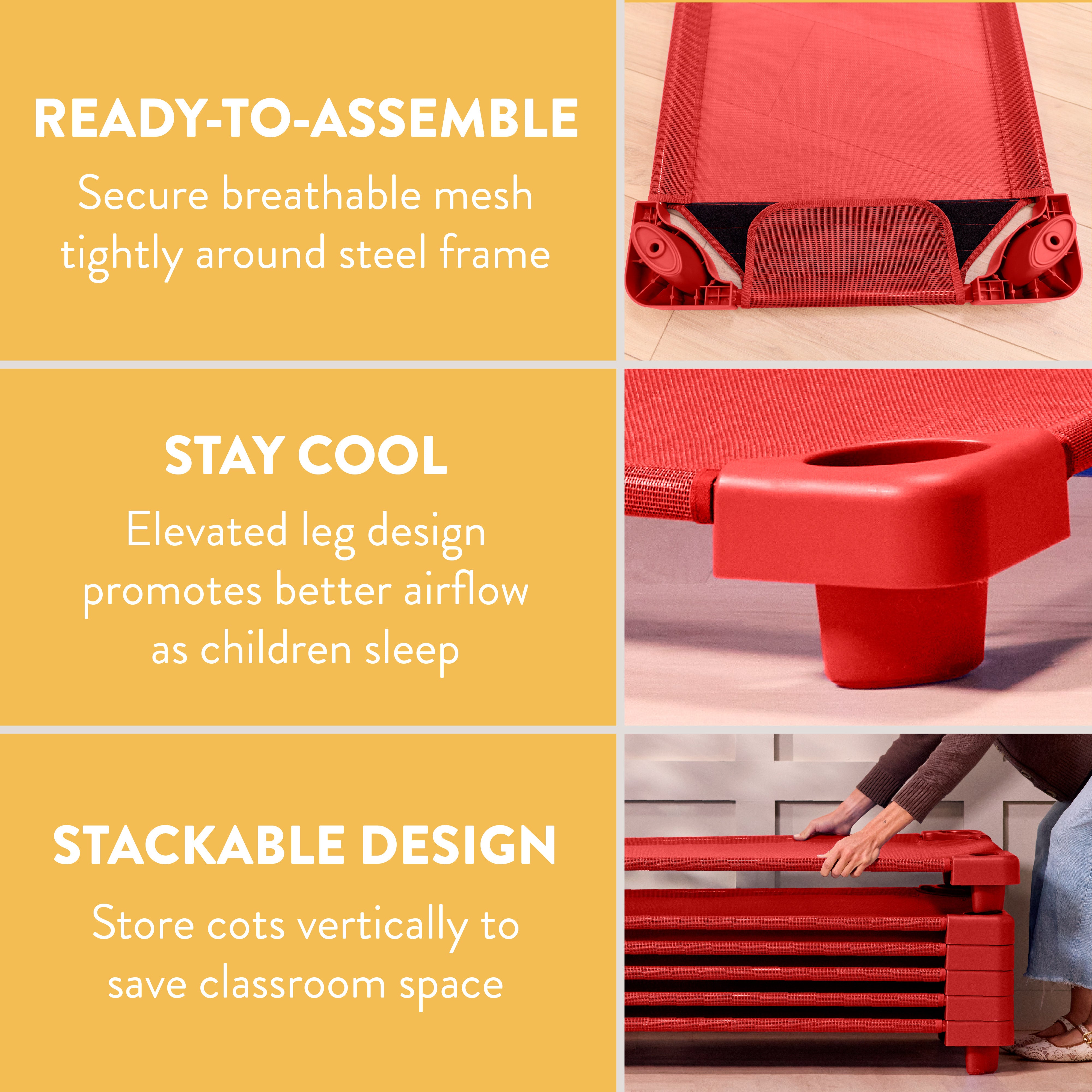 Sleepline Stackable Cots, Ready-to-Assemble, 6-Pack