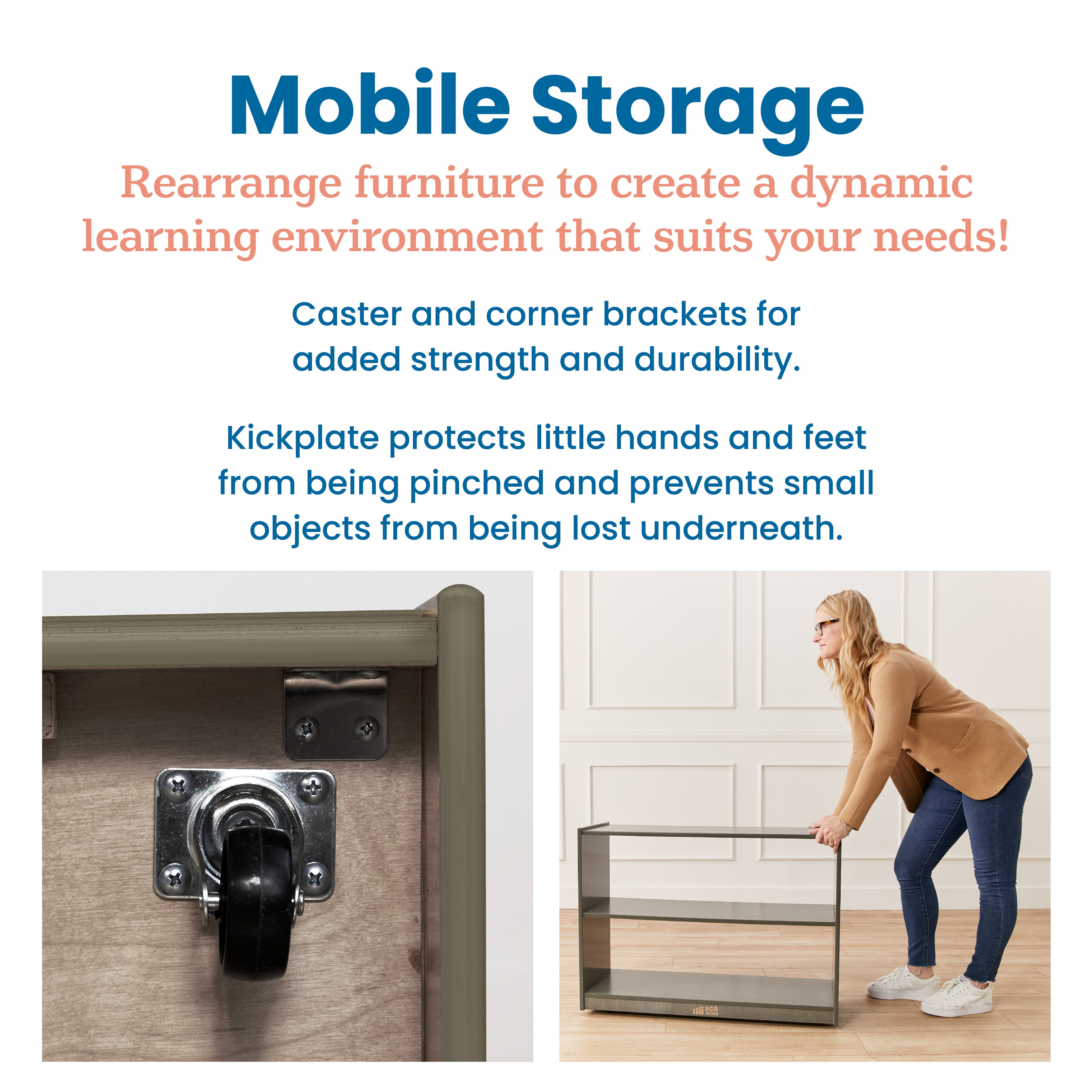 2-Shelf Mobile Island Storage Cabinet