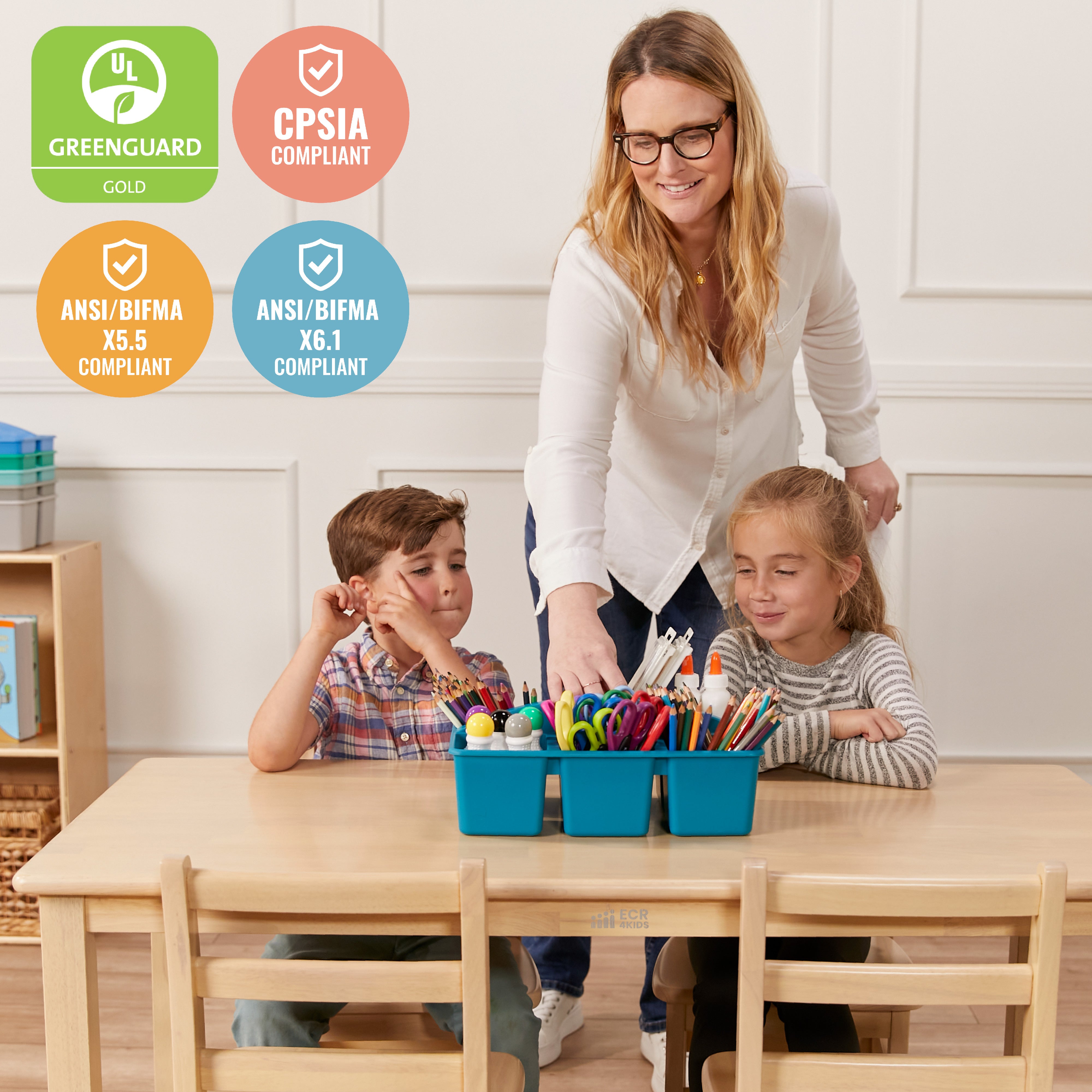 24in x 48in Rectangular Hardwood Table and Chair Set, 12in Seat Height, 5-Piece