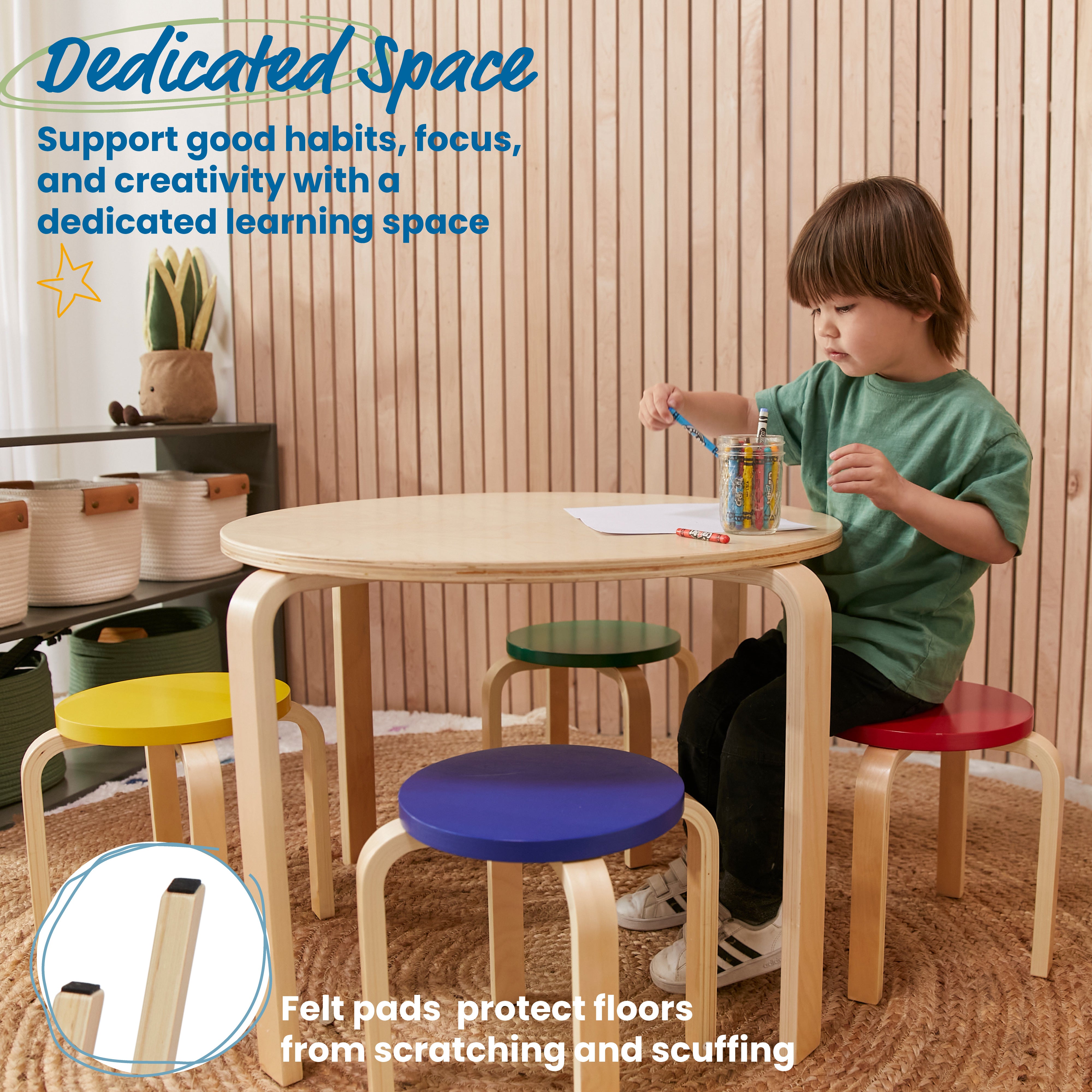 Bentwood Table and Stool Set, 5-Piece