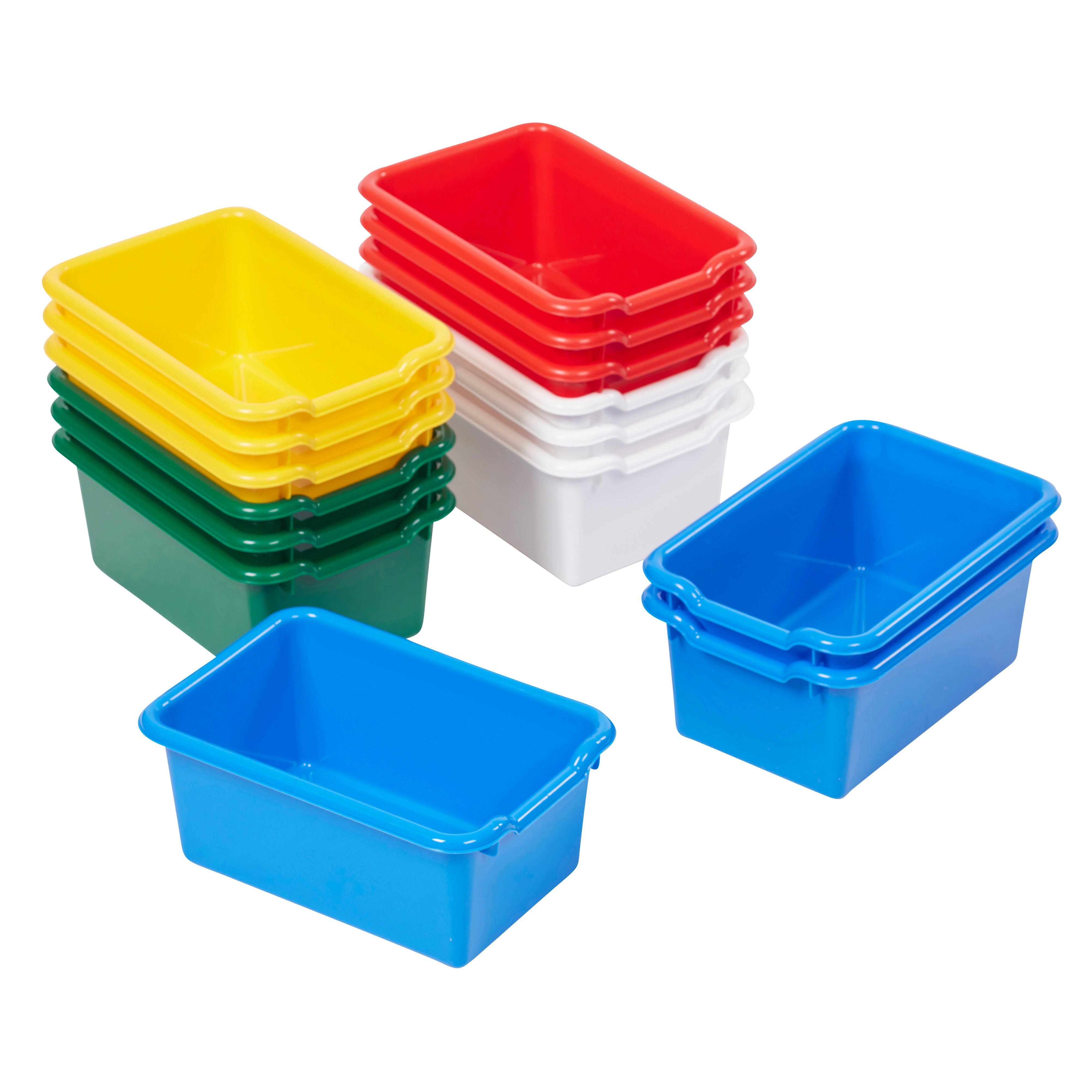 Scoop Front Plastic Storage Bins, 15-Piece