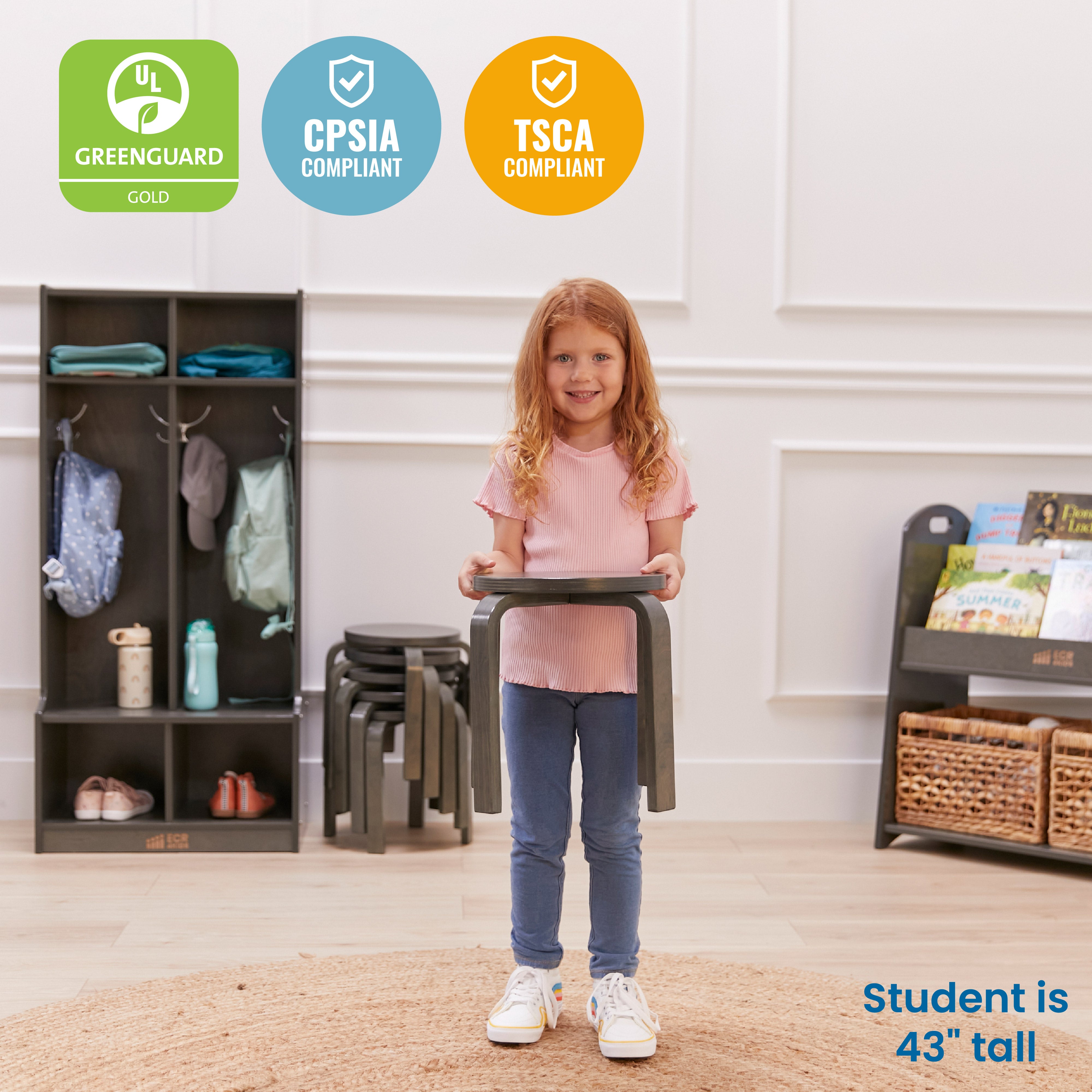 Bentwood Stackable Stools, 6-Piece