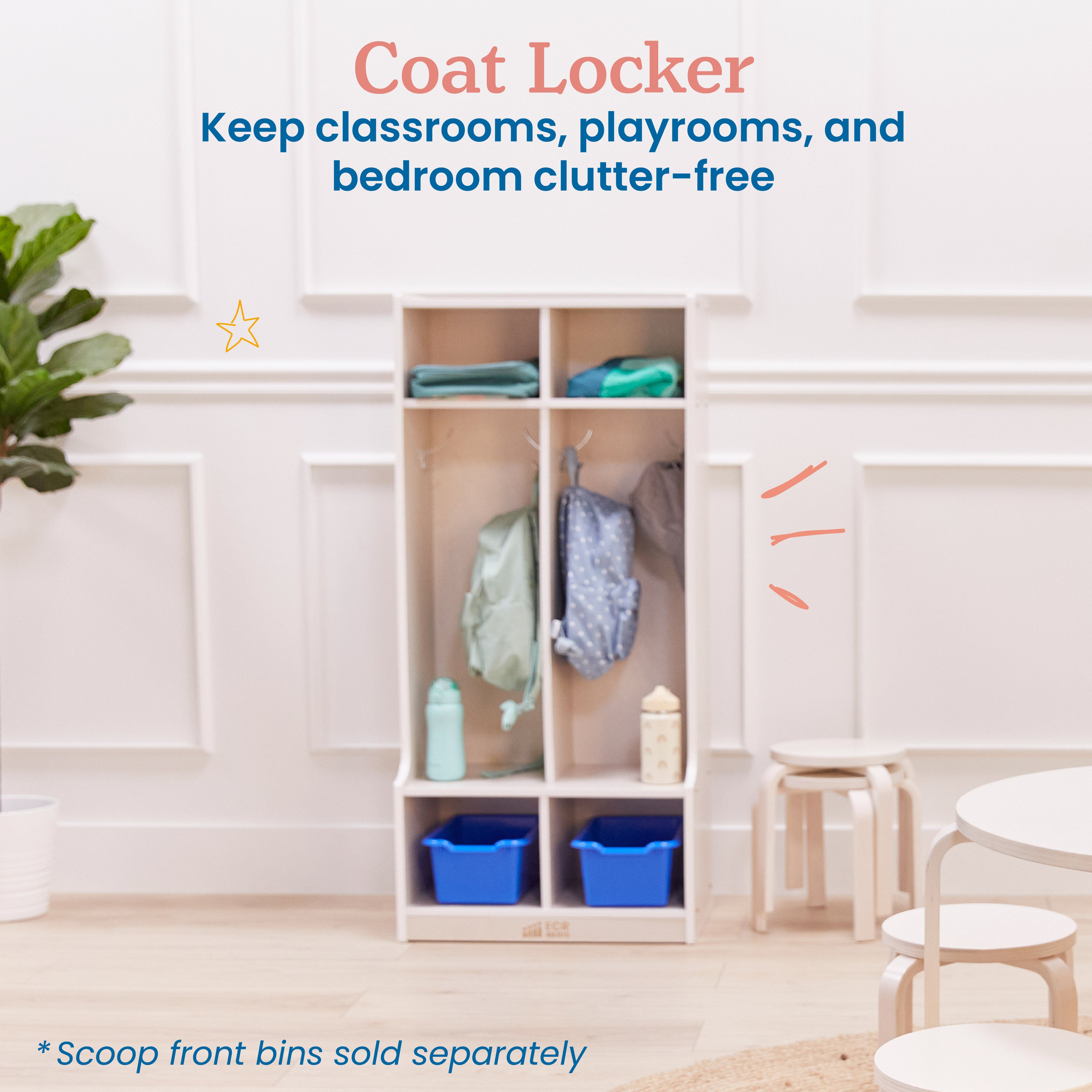 2-Section Coat Locker with Bench