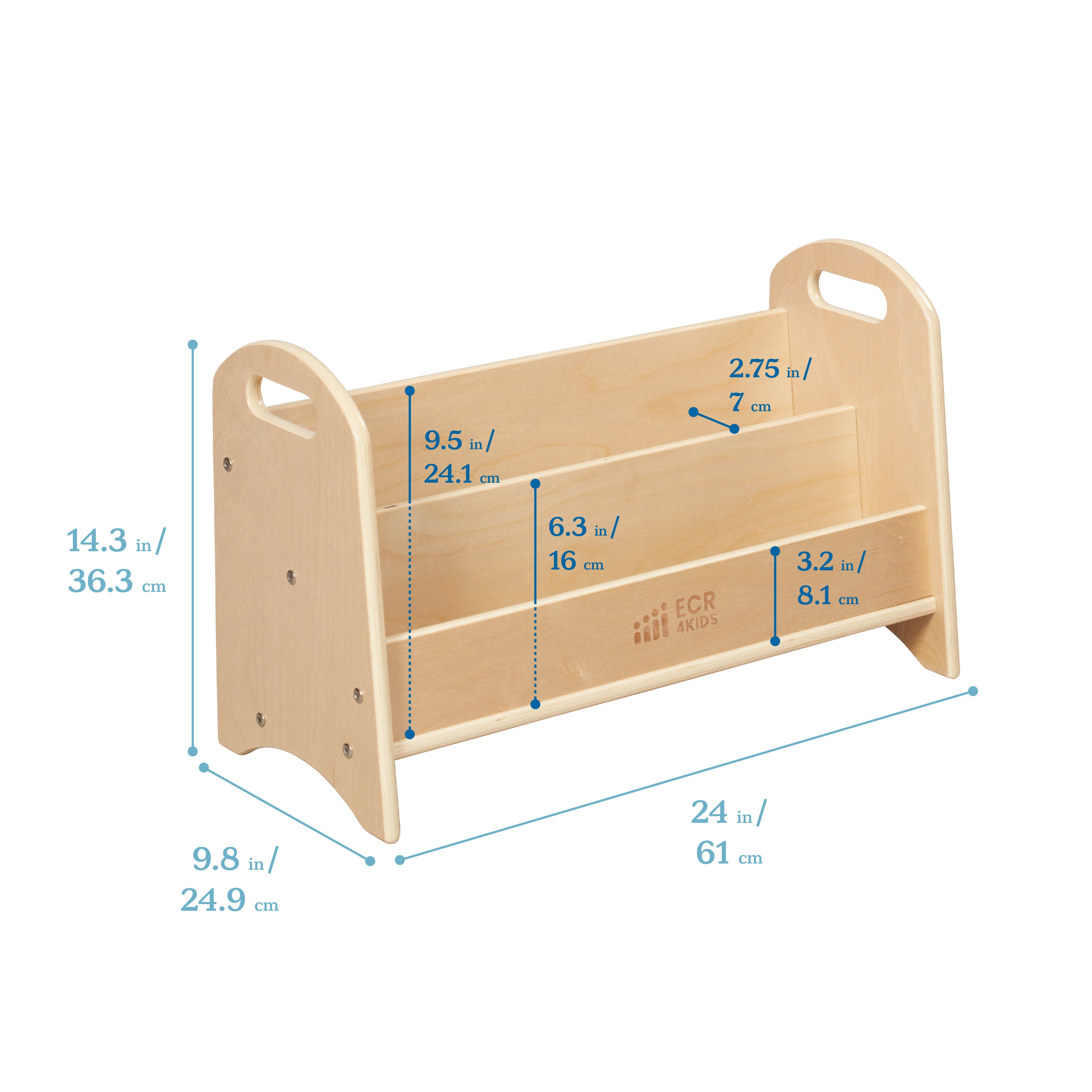 2-Shelf Tabletop Book Display with Handles, 24in