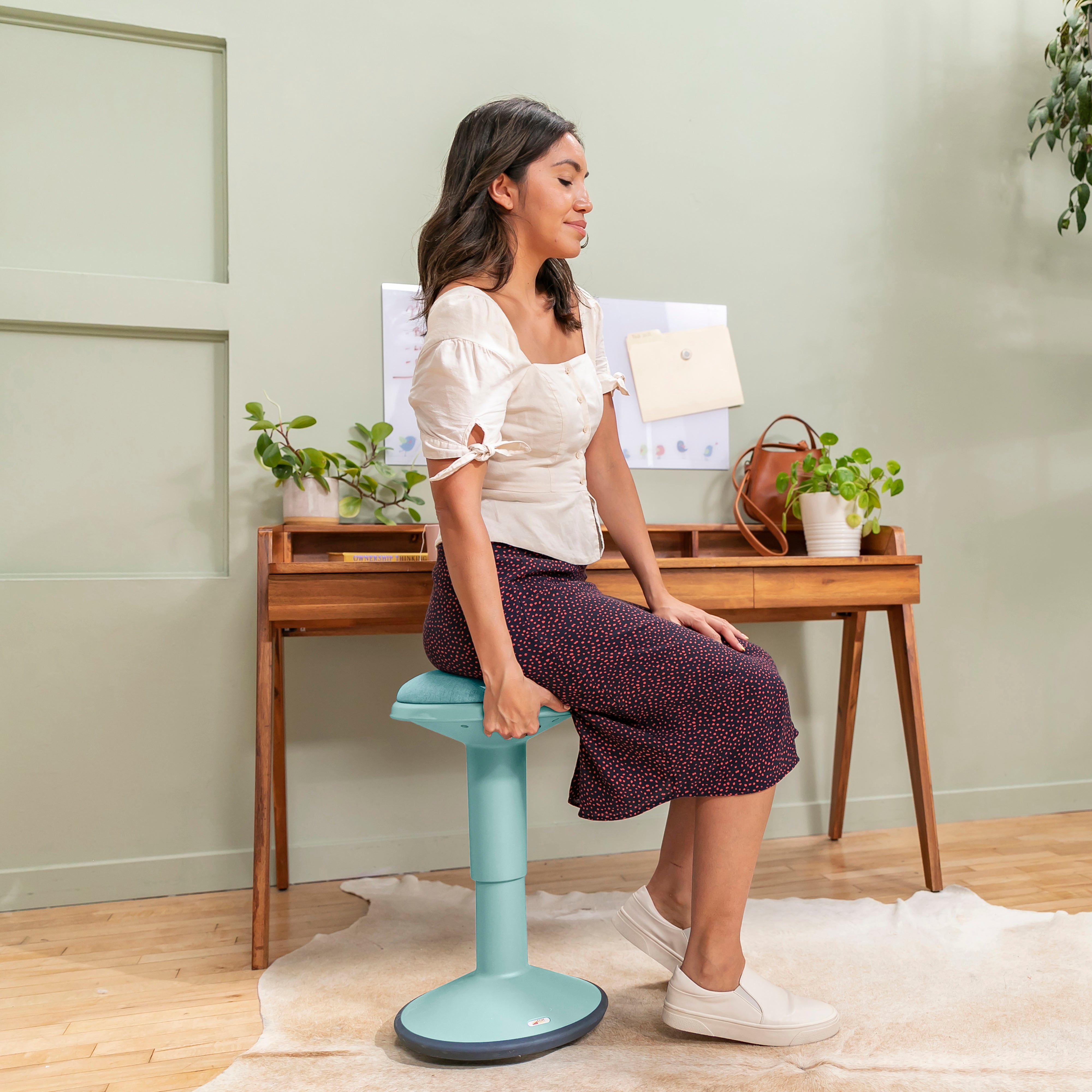 Sitwell Wobble Stool with Cushion, Adjustable Height