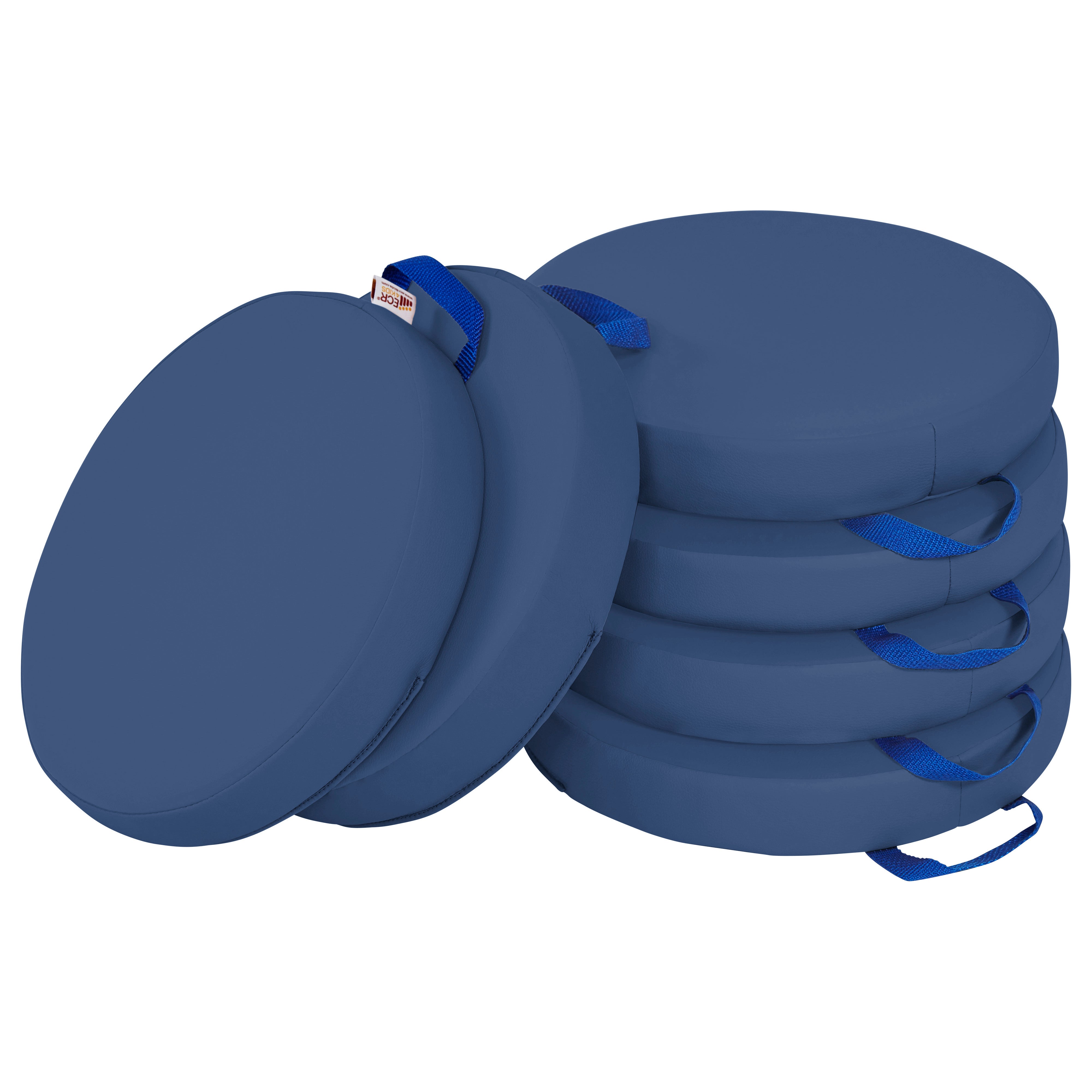 Round Floor Cushions with Handles, 6-Piece