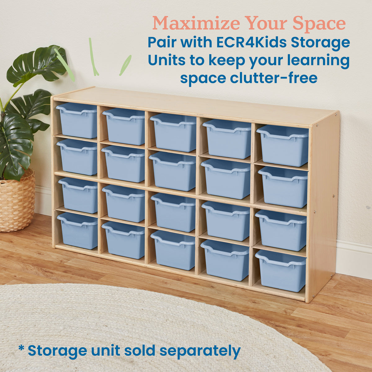 Scoop Front Plastic Storage Bins, 20-Piece