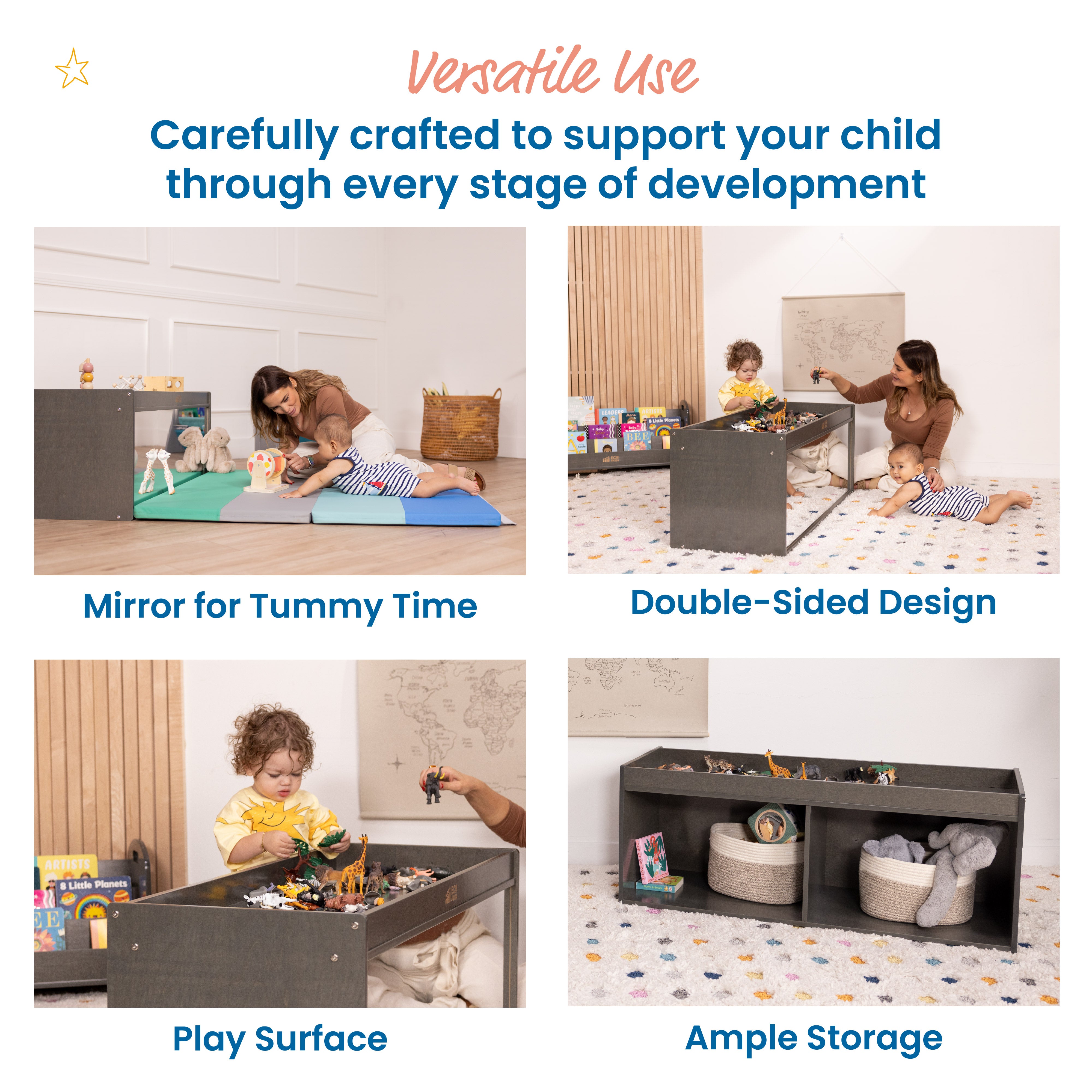 Double-Sided Storage Cabinet with Activity Top and Mirror