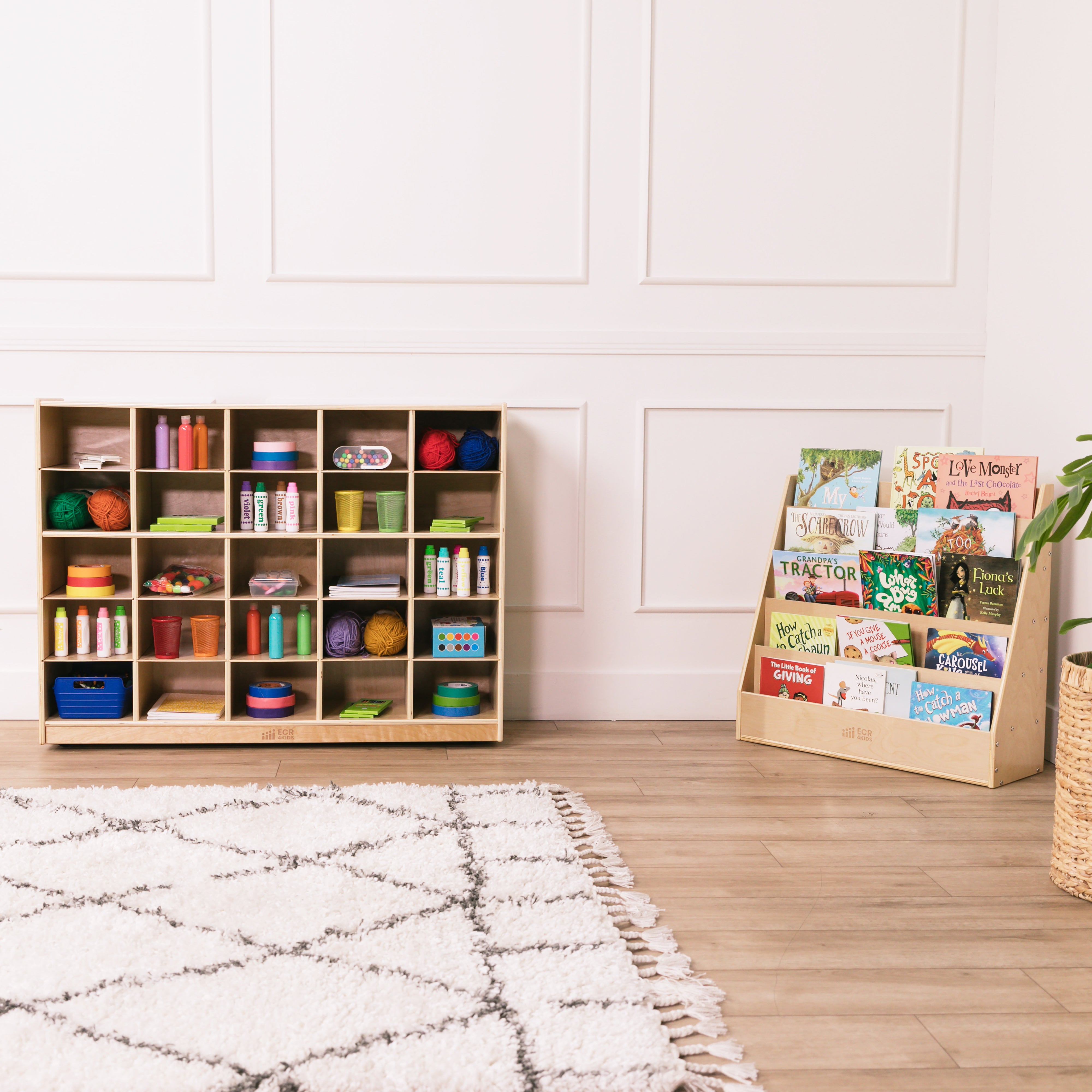 25 Cubby Mobile Tray Storage Cabinet, 5x5