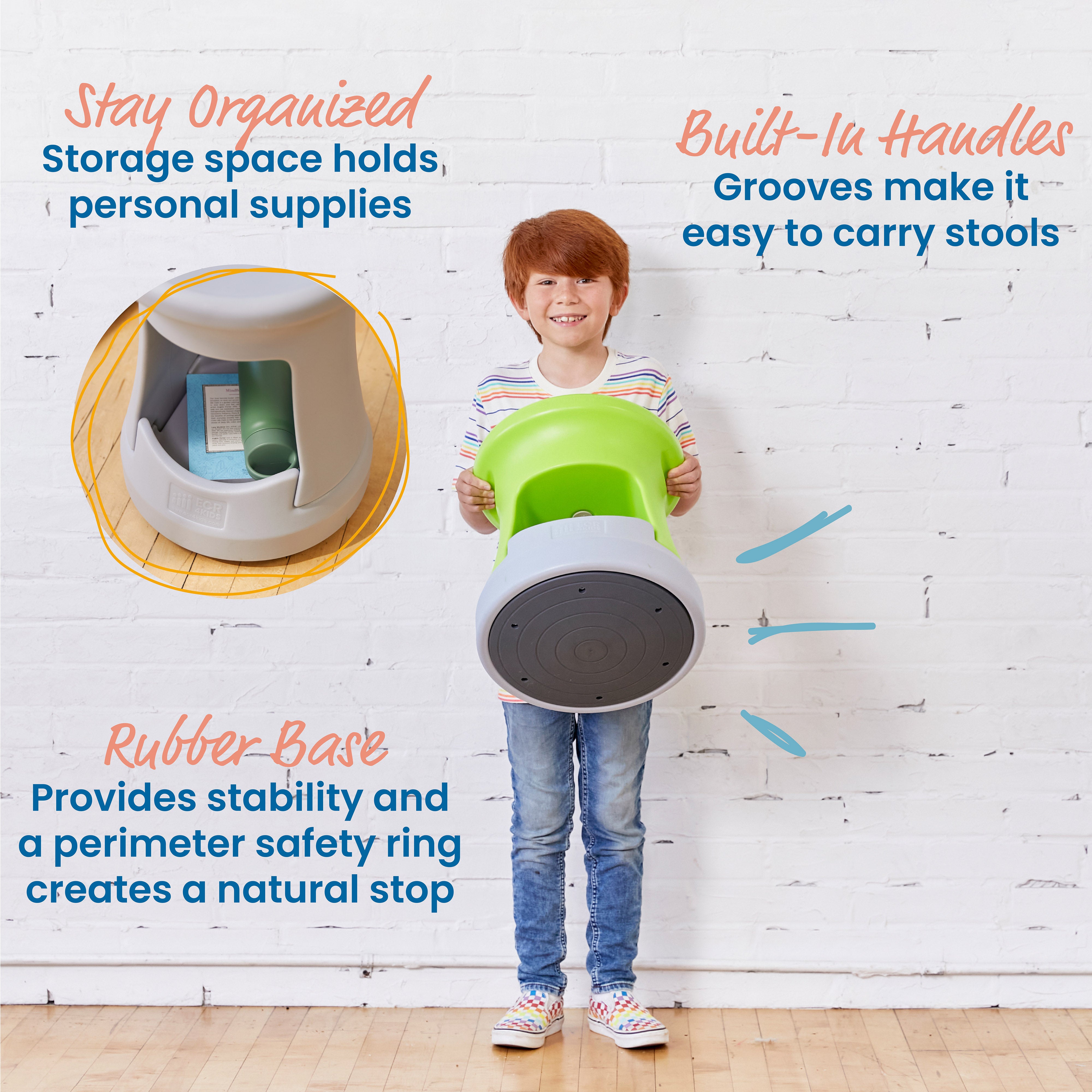Storage Wobble Stool, 15in Seat Height
