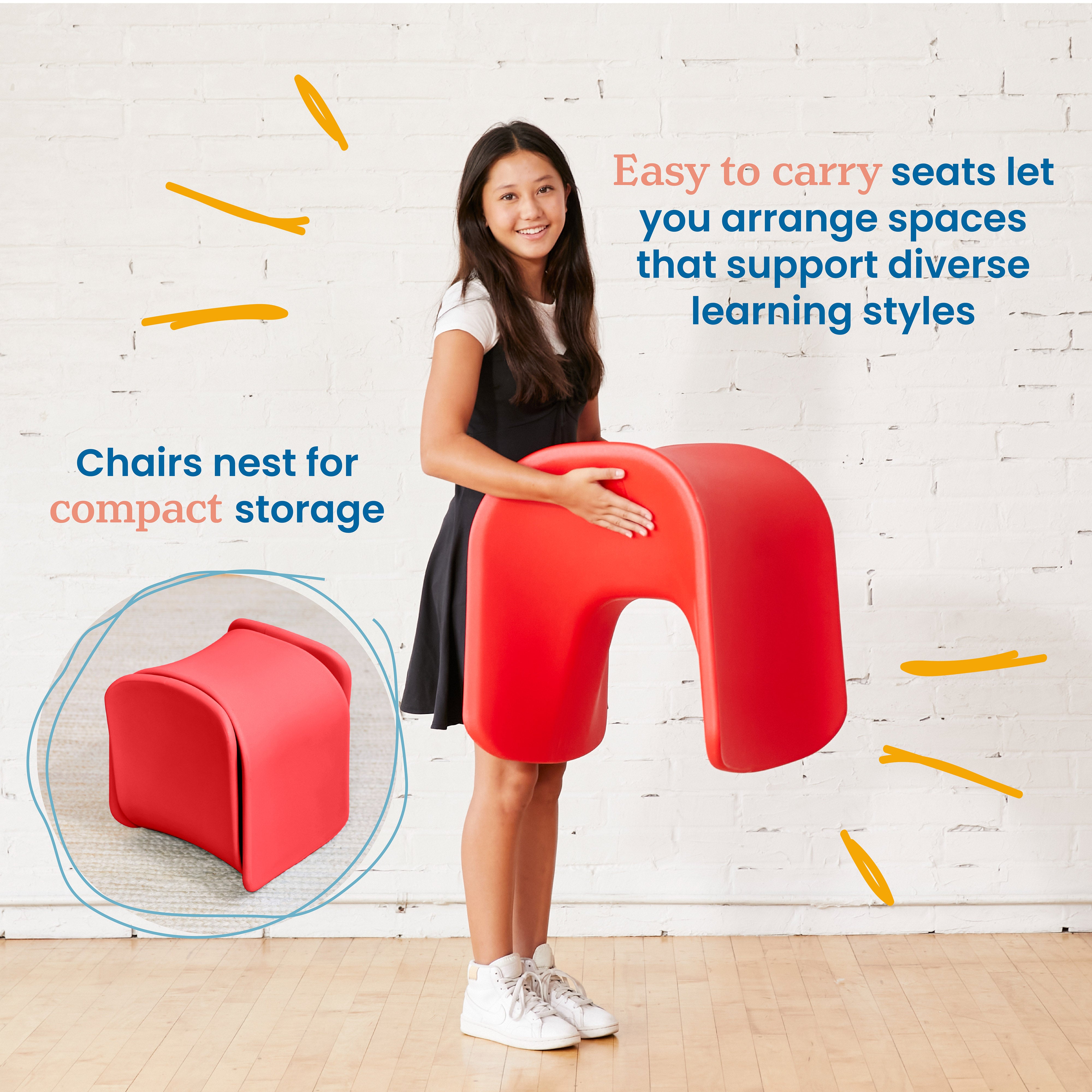 Wave Seat, 18in - 19.6in Seat Height, 2-Pack