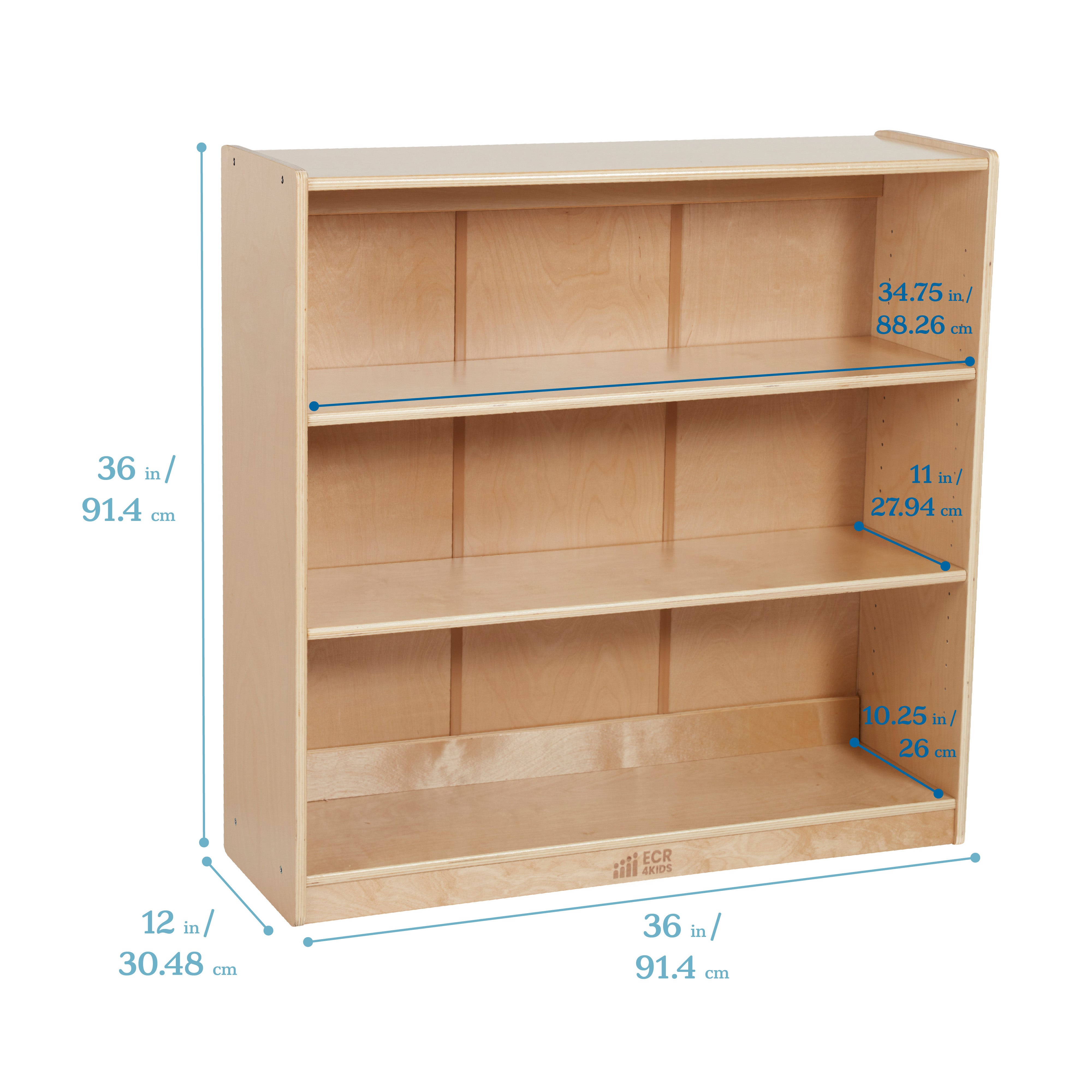 Classic Wooden Bookcase with Adjustable Shelves, 36in