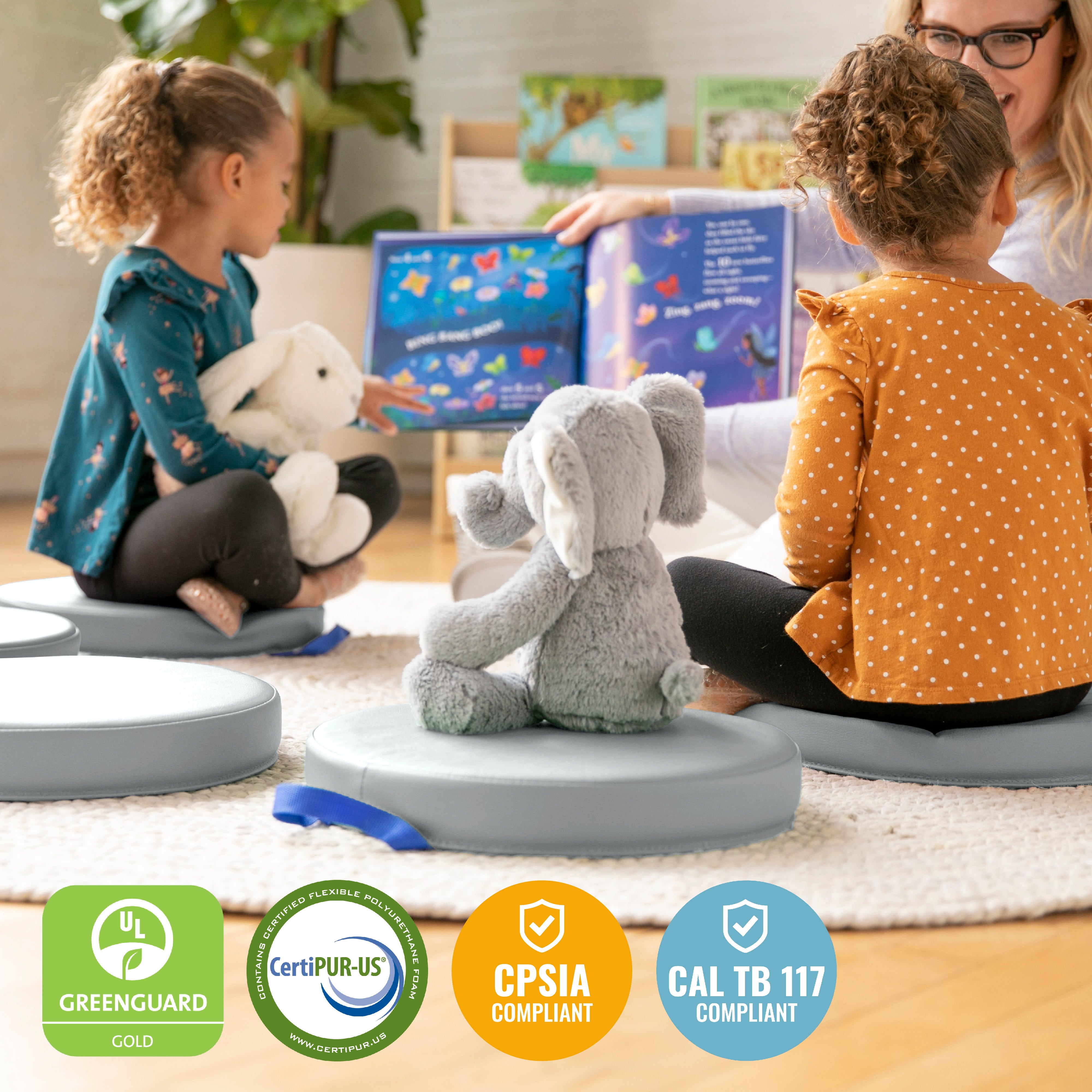 Floor Cushions, Round, Flexible Seating, 6-Piece