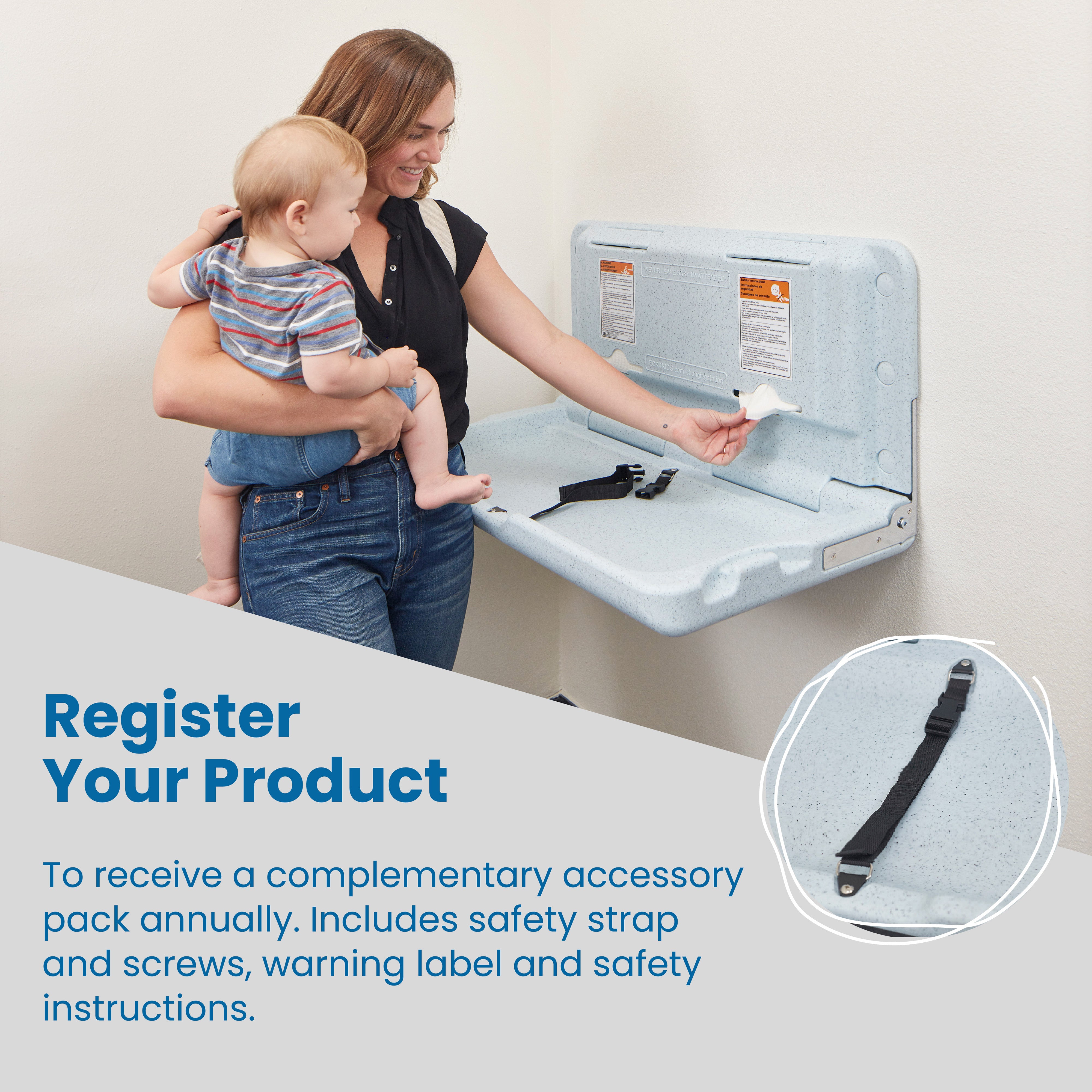 Horizontal Wall-Mounted Diaper Changing Station