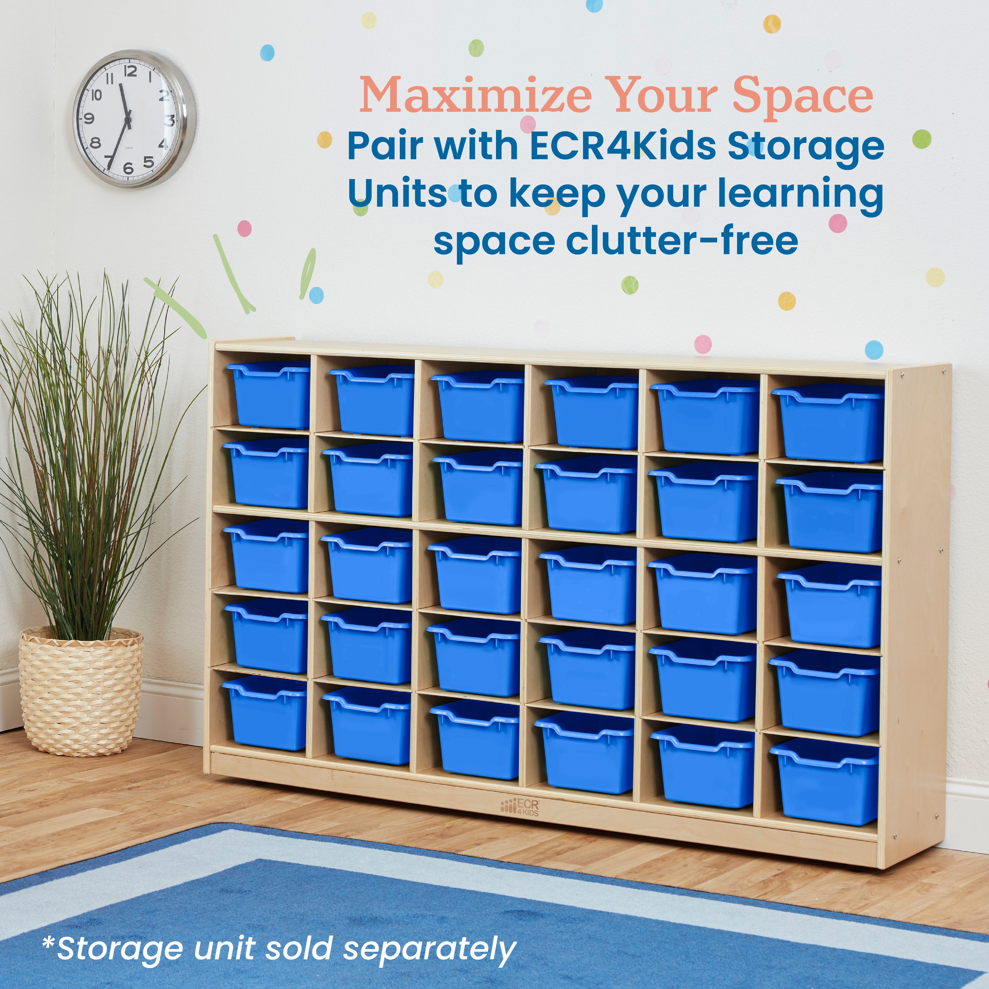 Scoop Front Plastic Storage Bins, 30-Piece