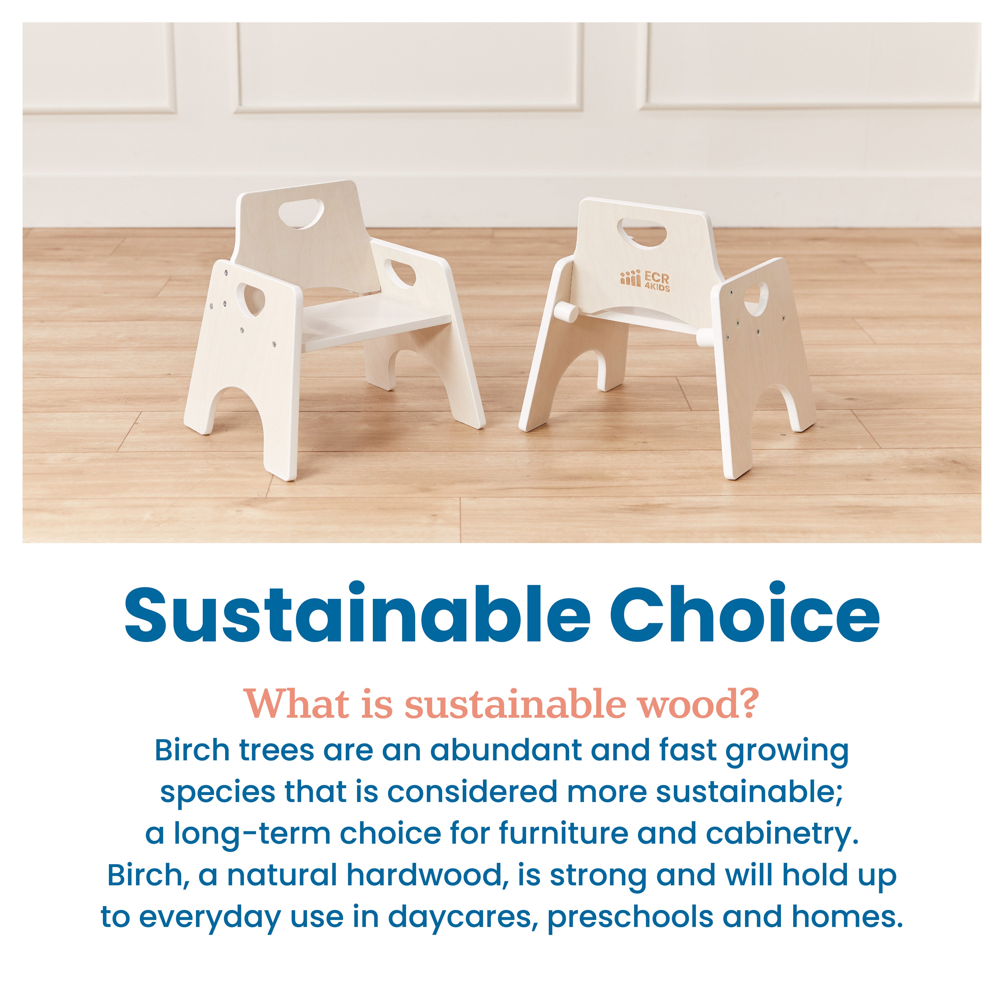 Stackable Wooden Toddler Chair, 8in, 2-Pack