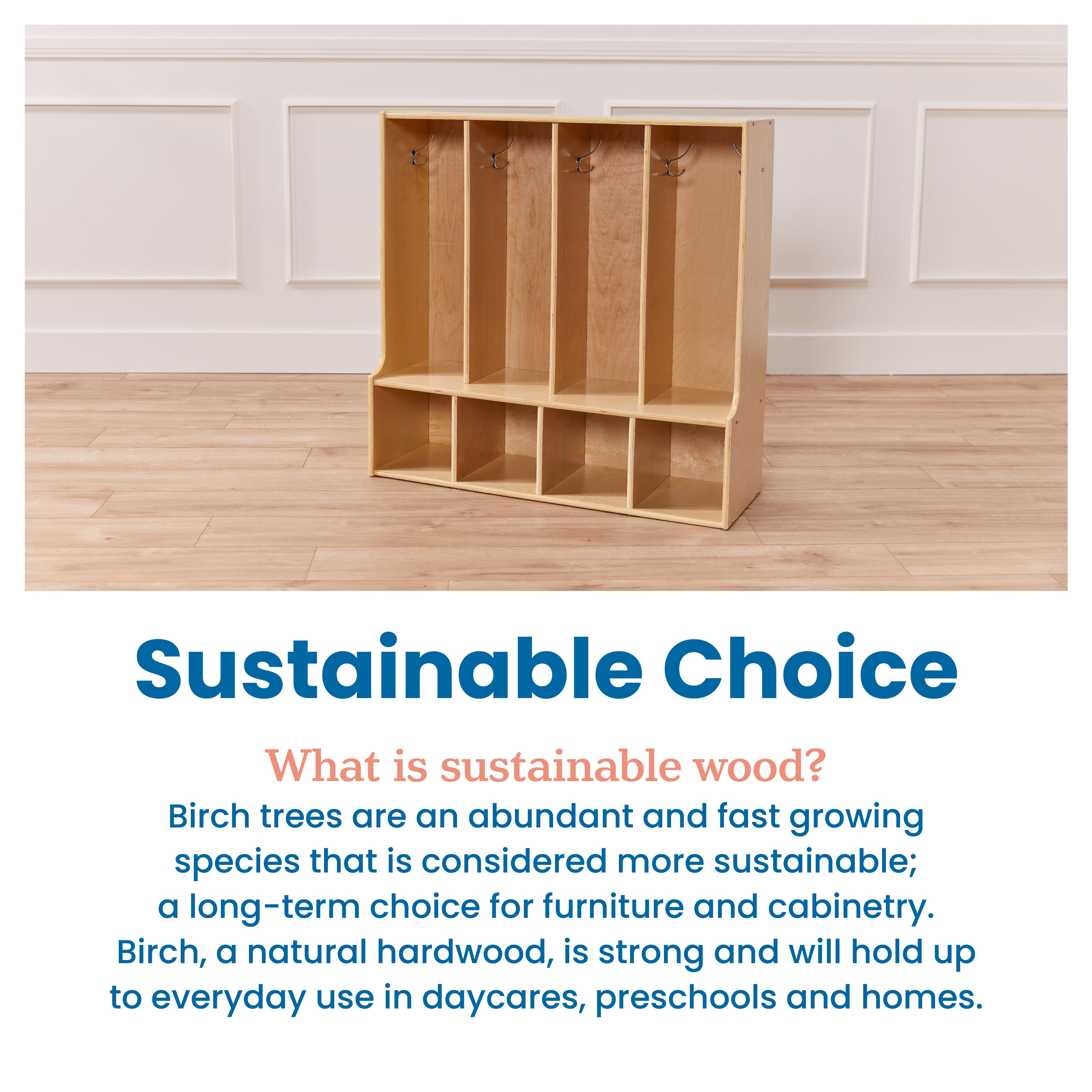 Streamline 4-Section Coat Locker with Bench, Toddler Size