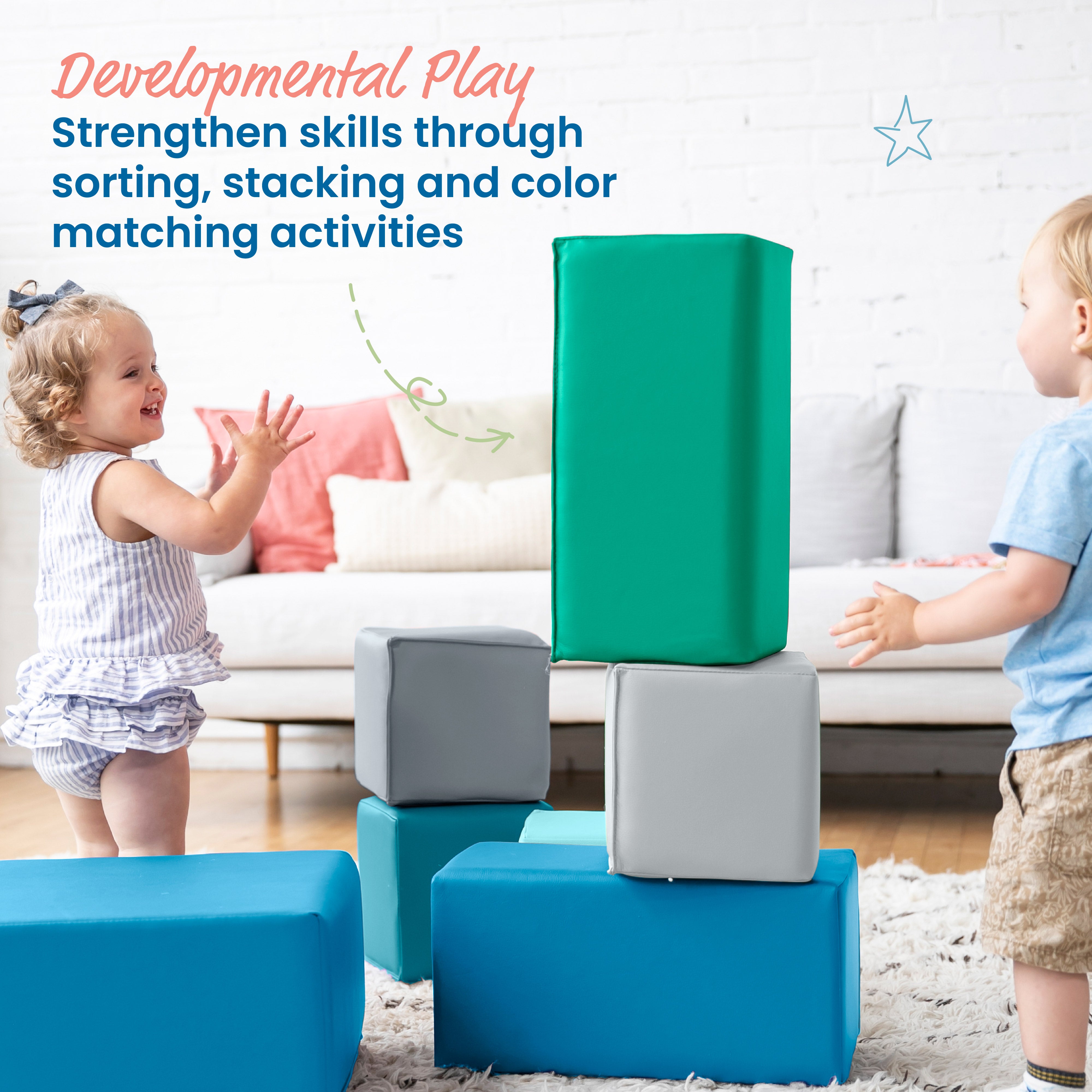Quad Fold-N-Go Activity Mat and Toddler Blocks, 8-Piece